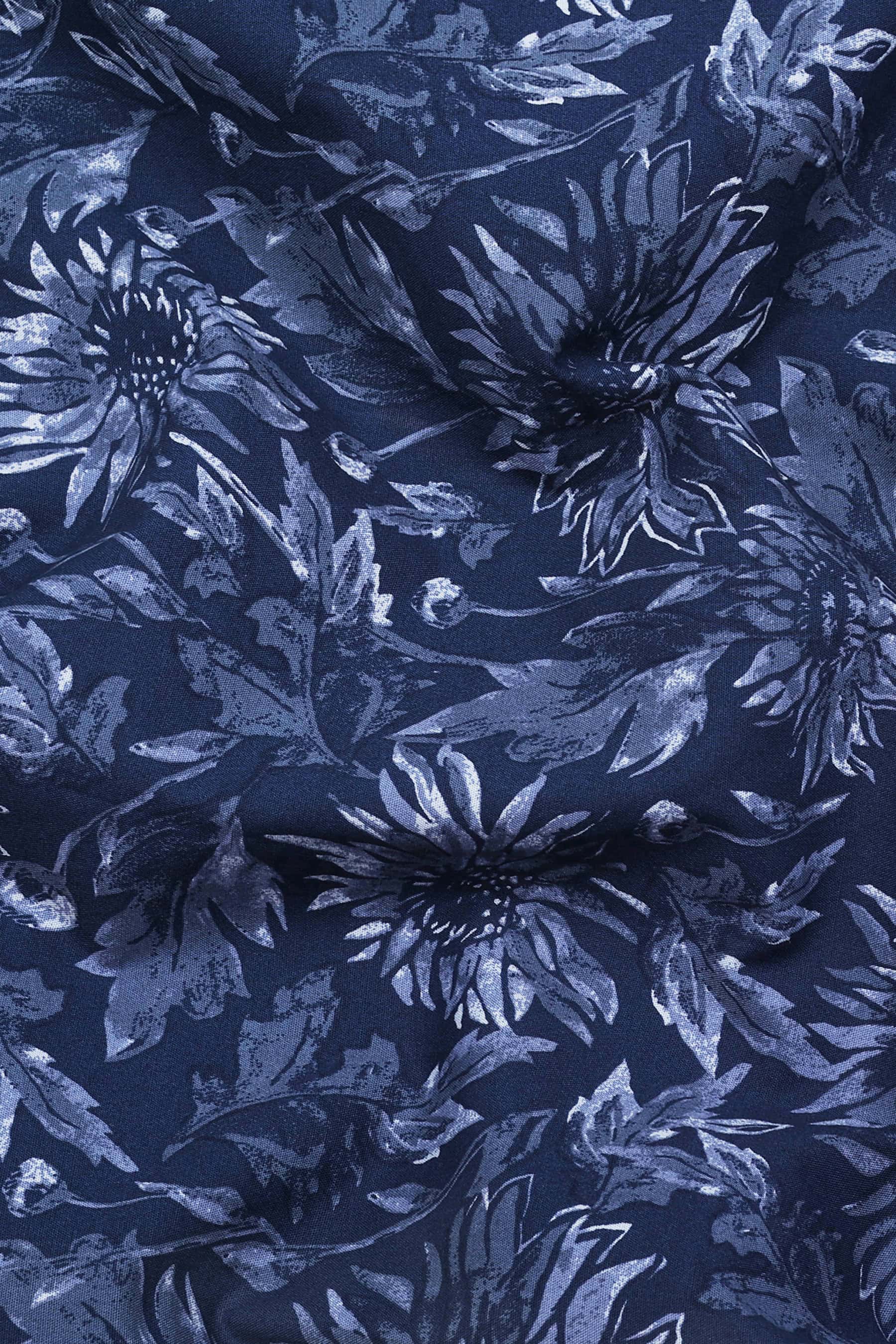 Noxtone Navy Blue Floral Printed Cotton Shirt