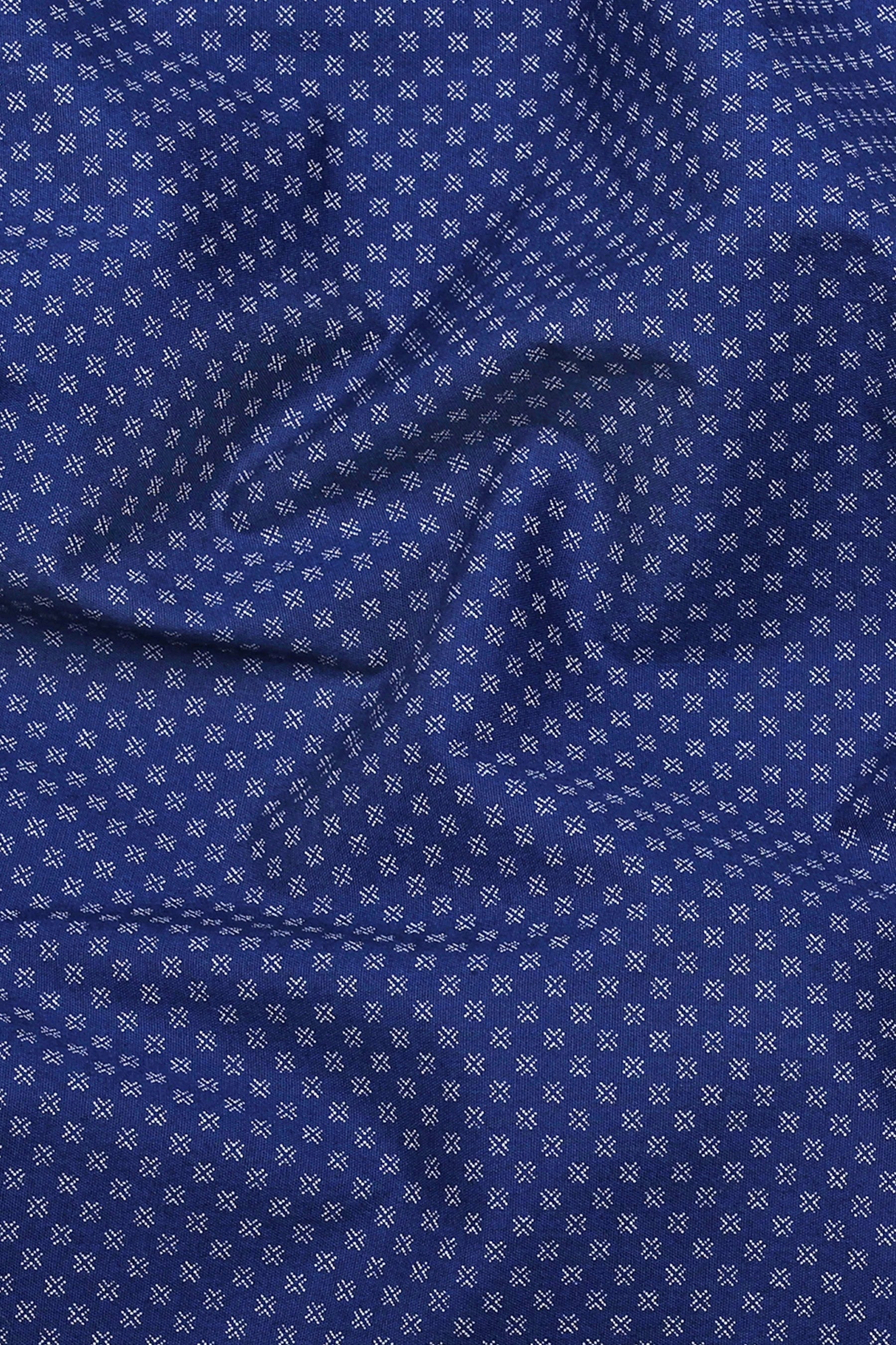 Twixel NavyBlue Micro Cross Printed Cotton Shirt