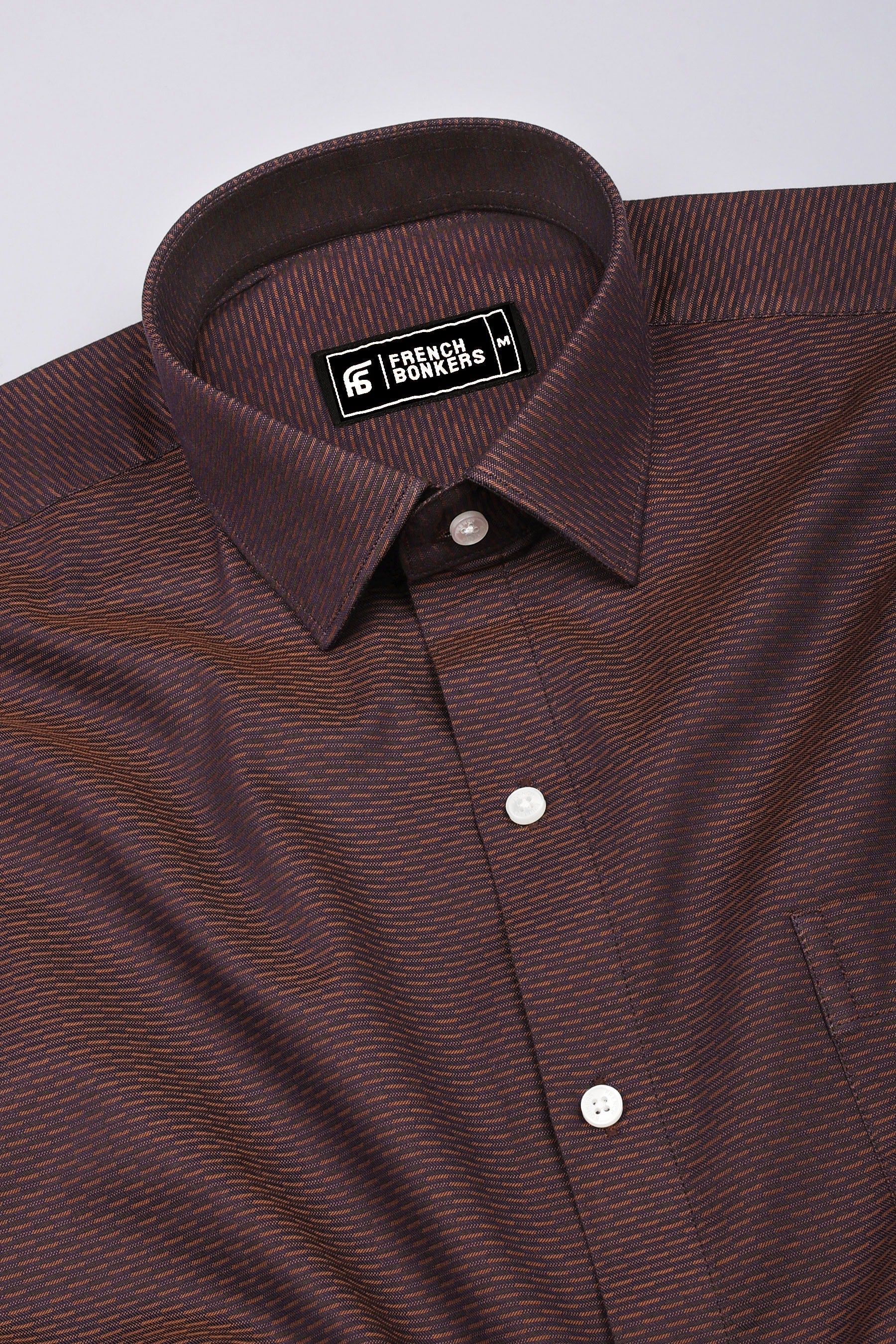 Brunex Brown with Golden Striped Cotton Shirt