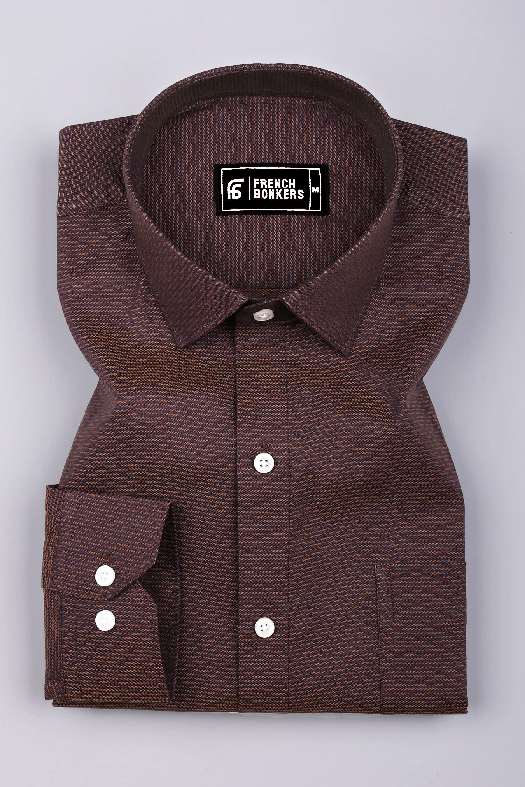 Brunex Brown with Golden Striped Cotton Shirt