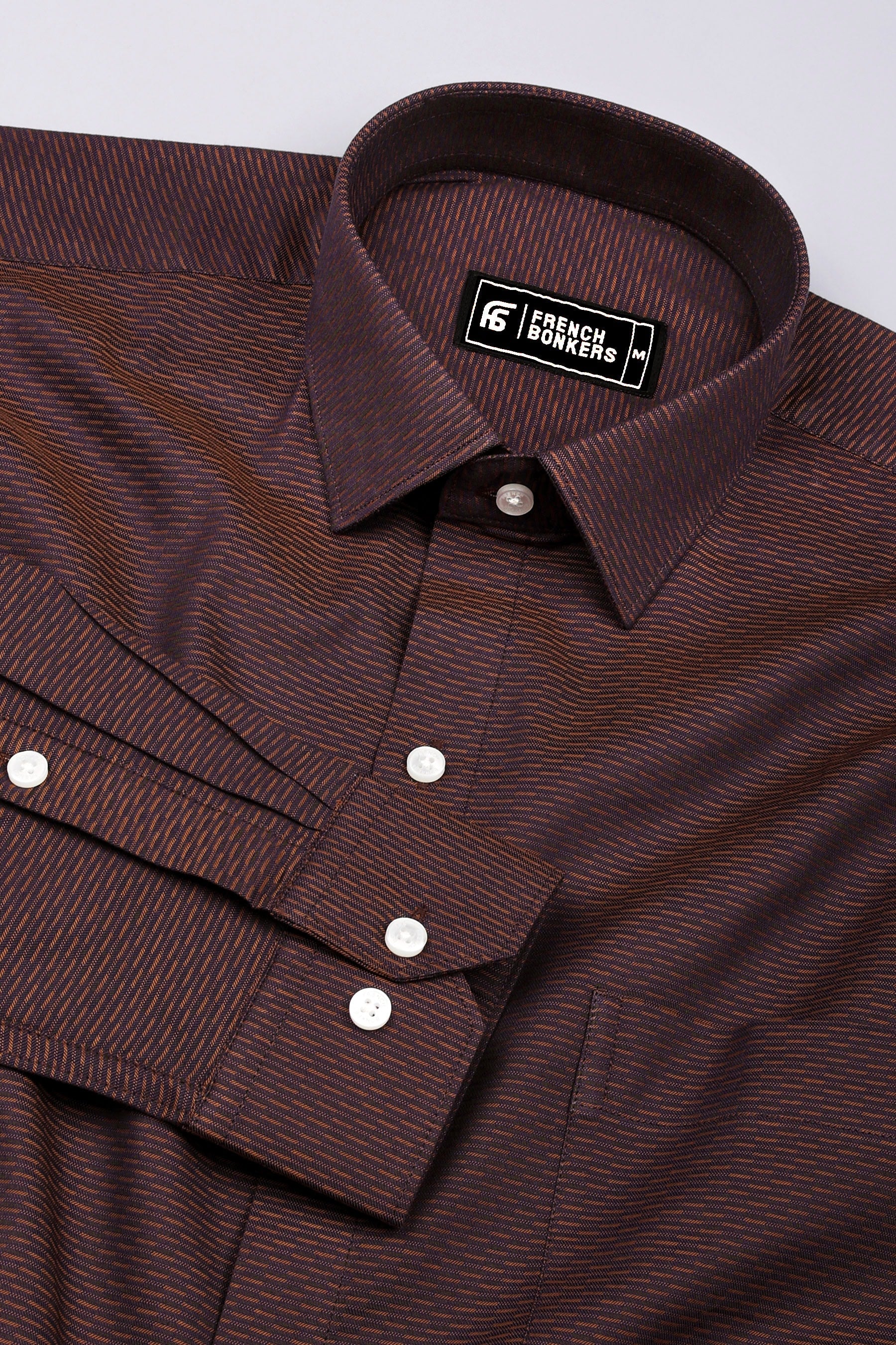 Brunex Brown with Golden Striped Cotton Shirt
