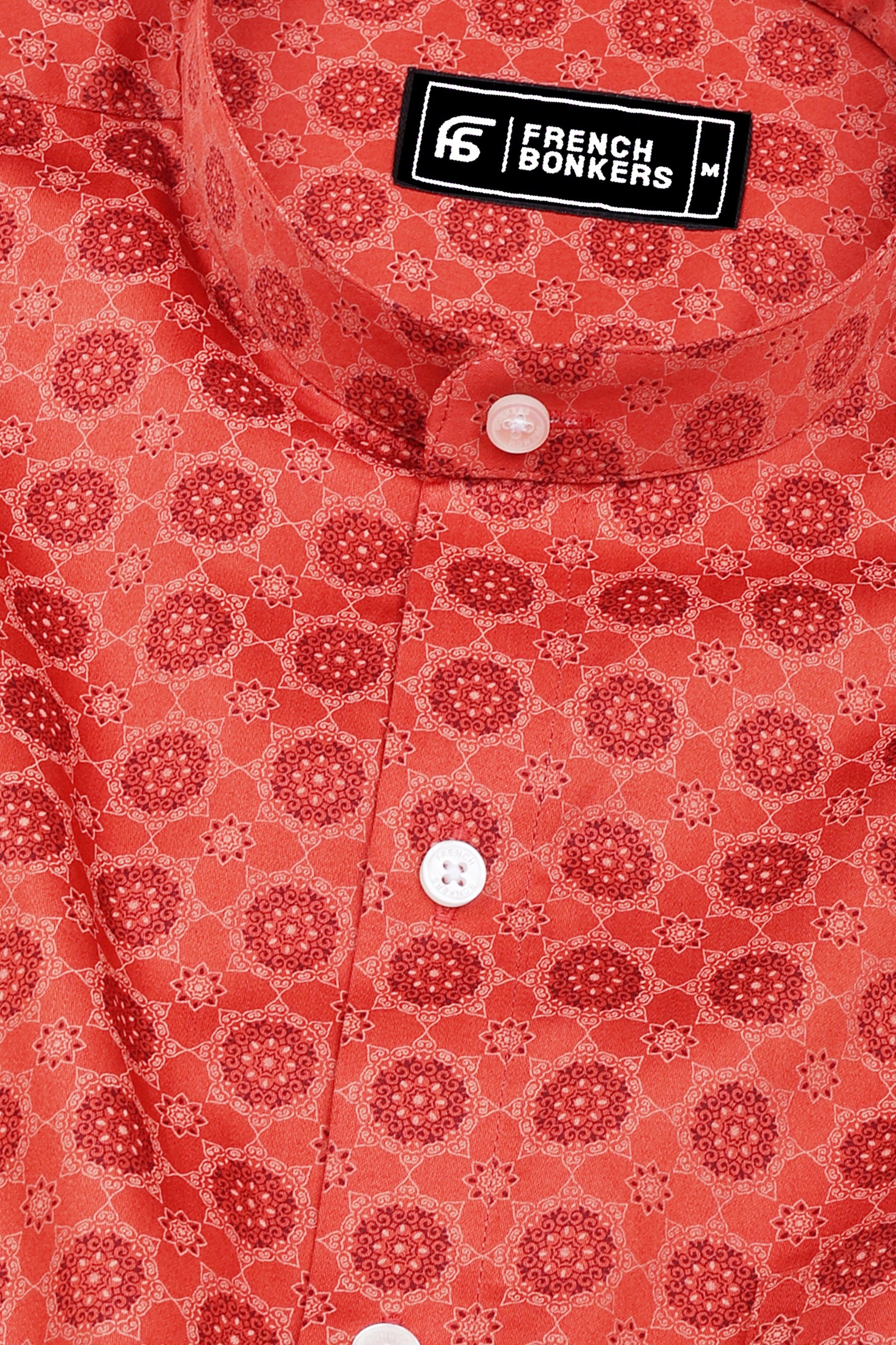 Rust Orange Mehndi Art Cotton Shirt