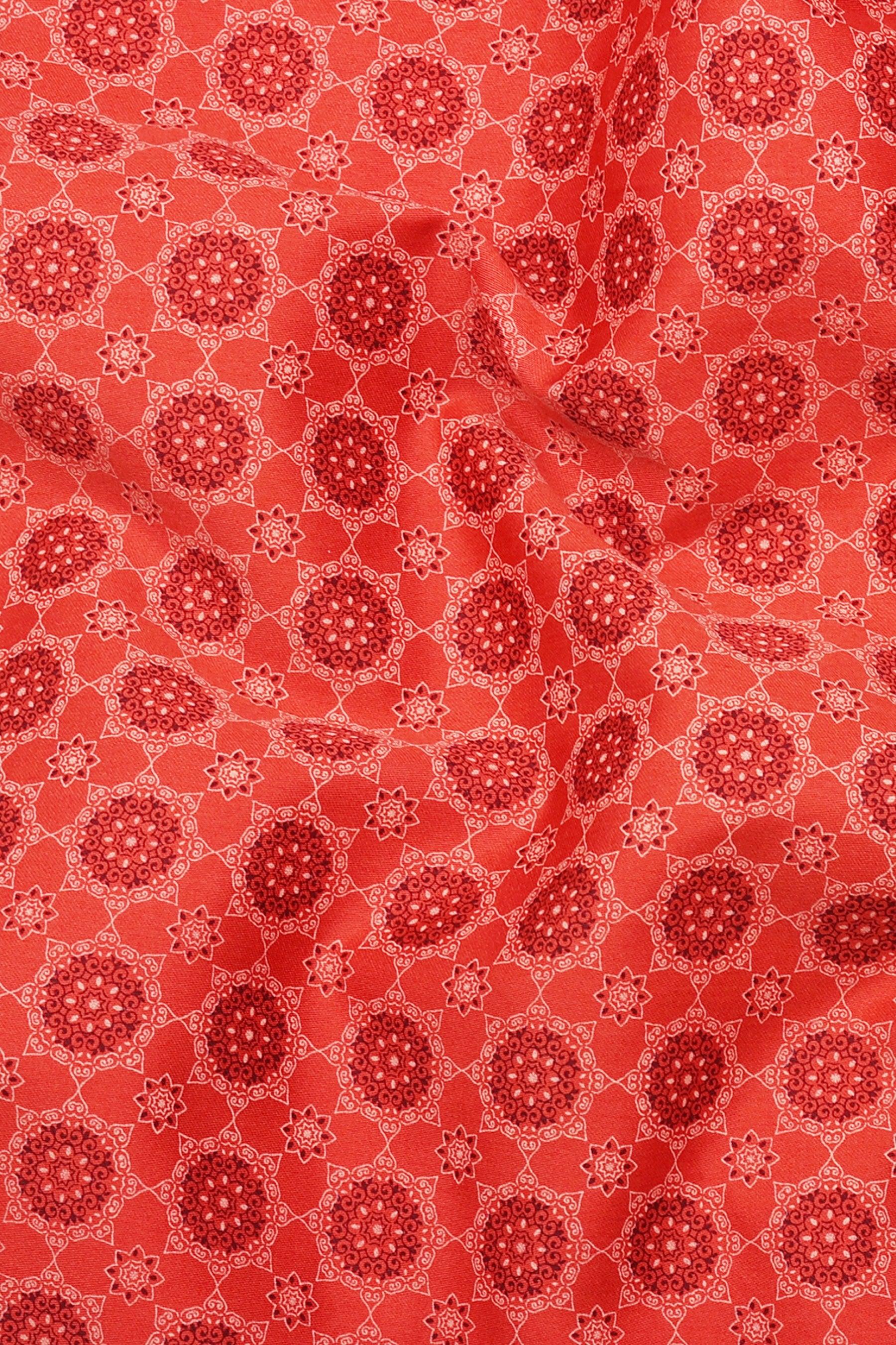 Rust Orange Mehndi Art Cotton Shirt