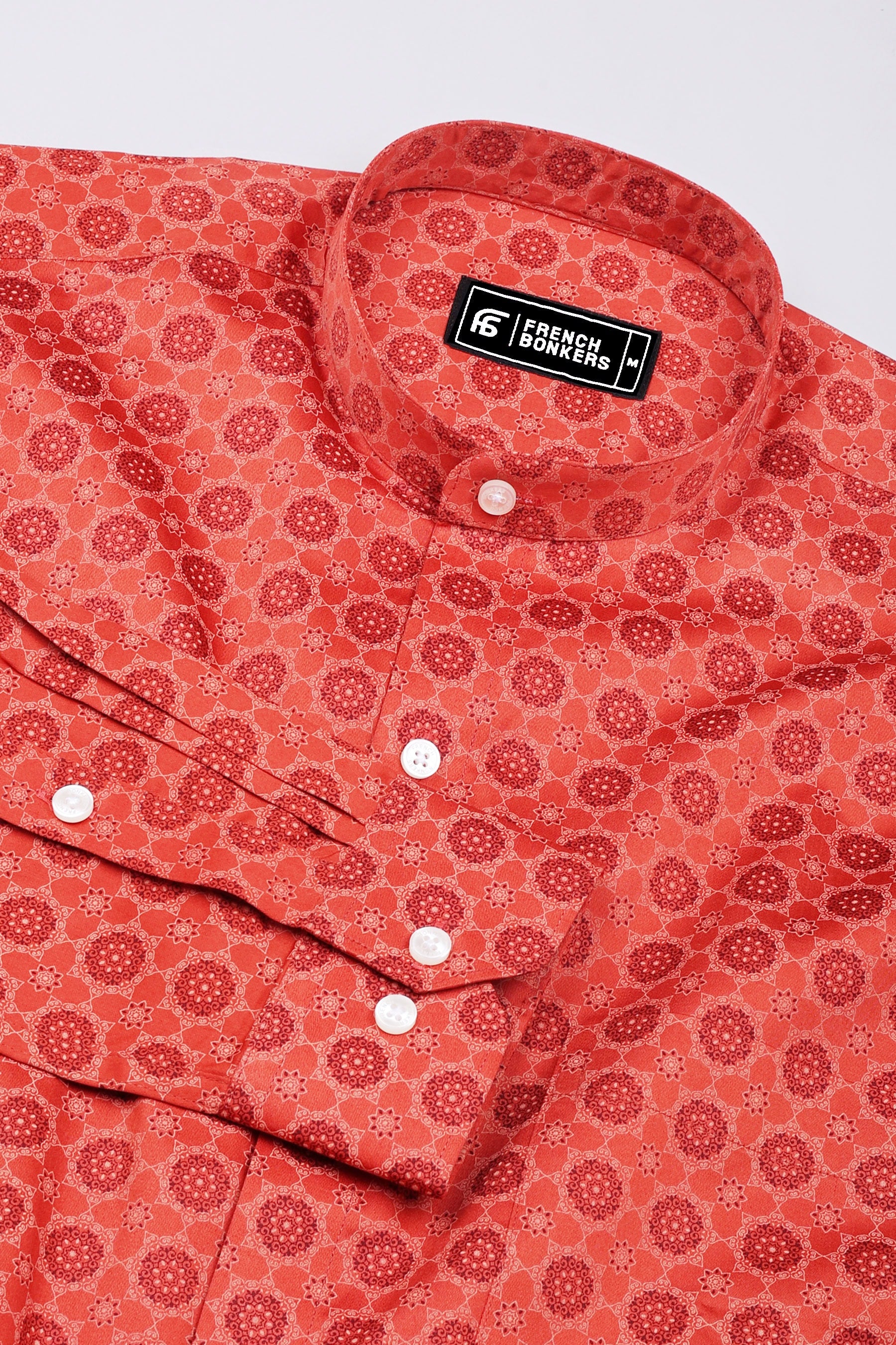 Rust Orange Mehndi Art Cotton Shirt