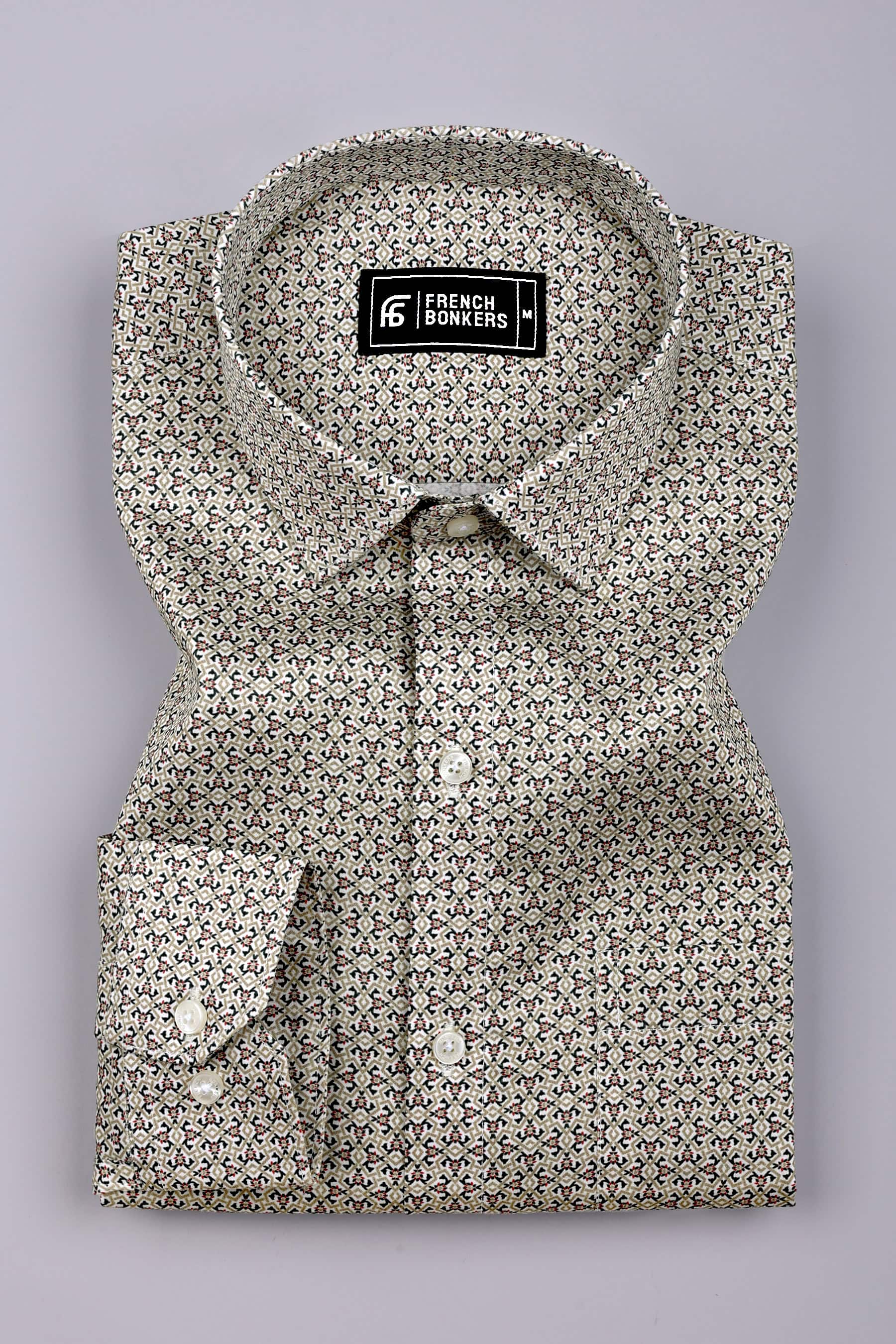 Fynox Multicolour Mini Motif Printed Cotton Shirt