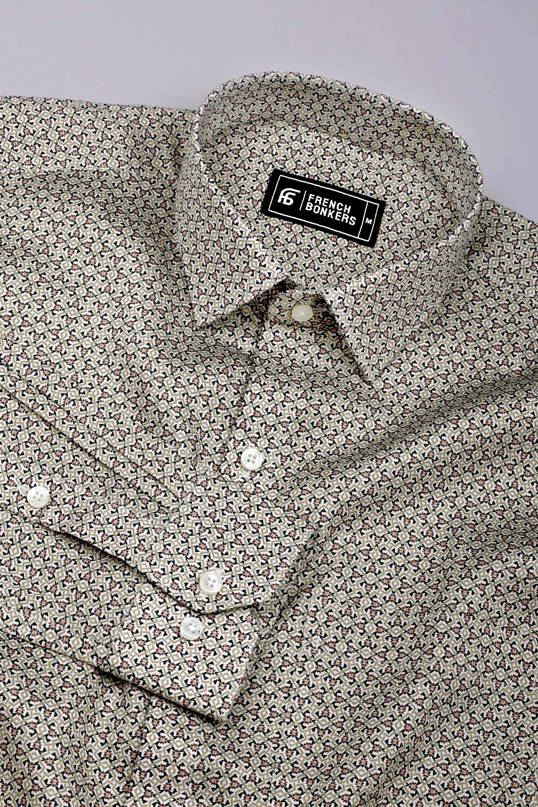 Fynox Multicolour Mini Motif Printed Cotton Shirt