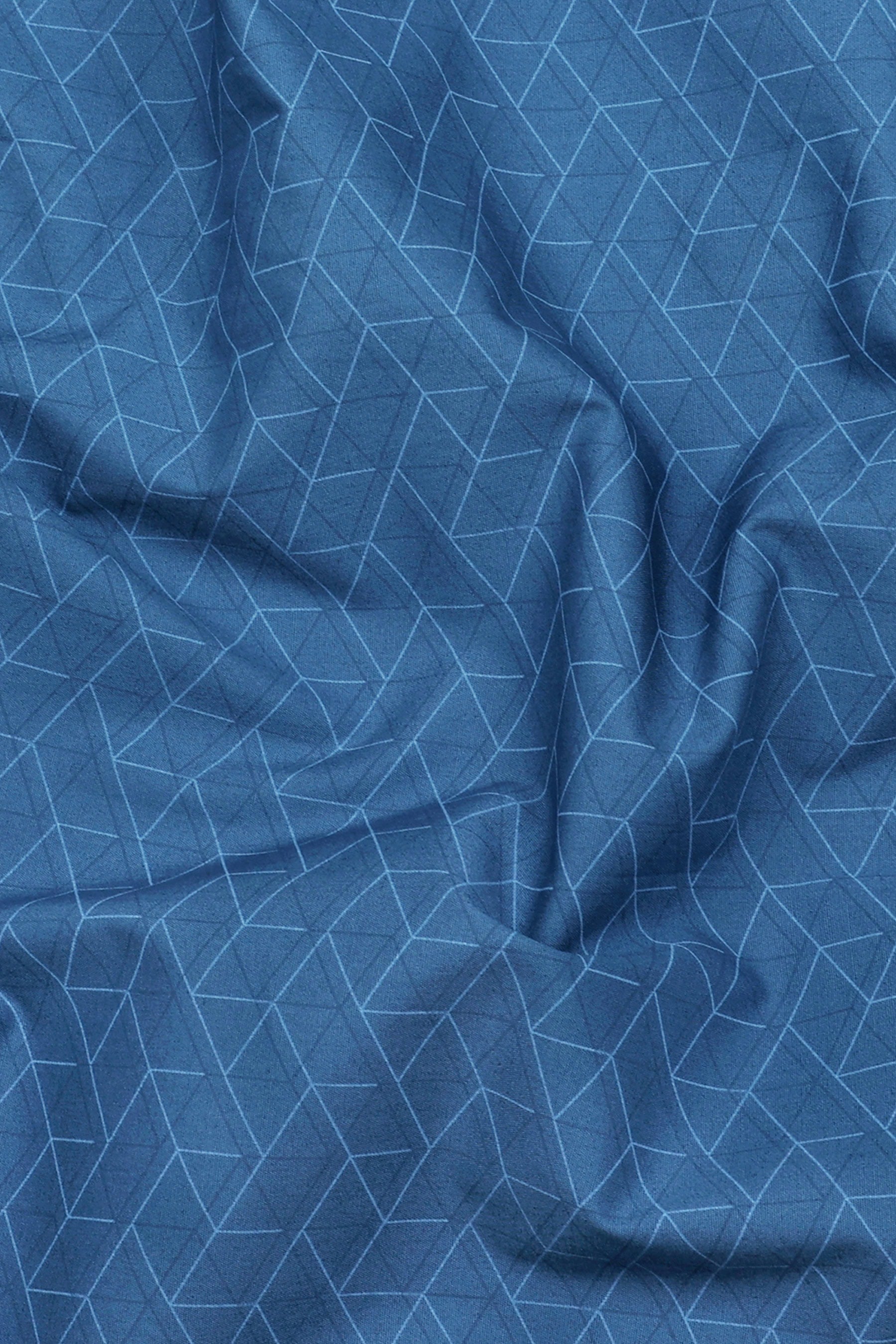 Ornix Navy Blue block printed Cotton Shirt