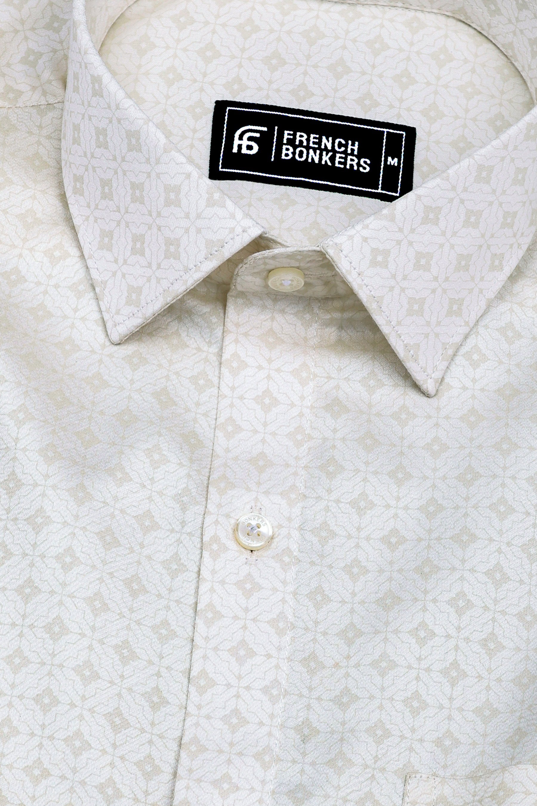 Lunara Cream Micro Printed Cotton Shirt