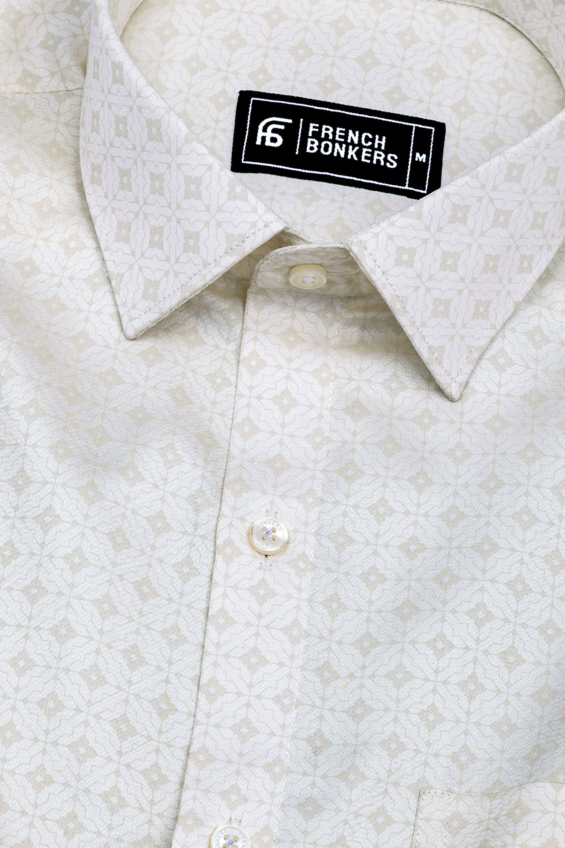 Lunara Cream Micro Printed Cotton Shirt
