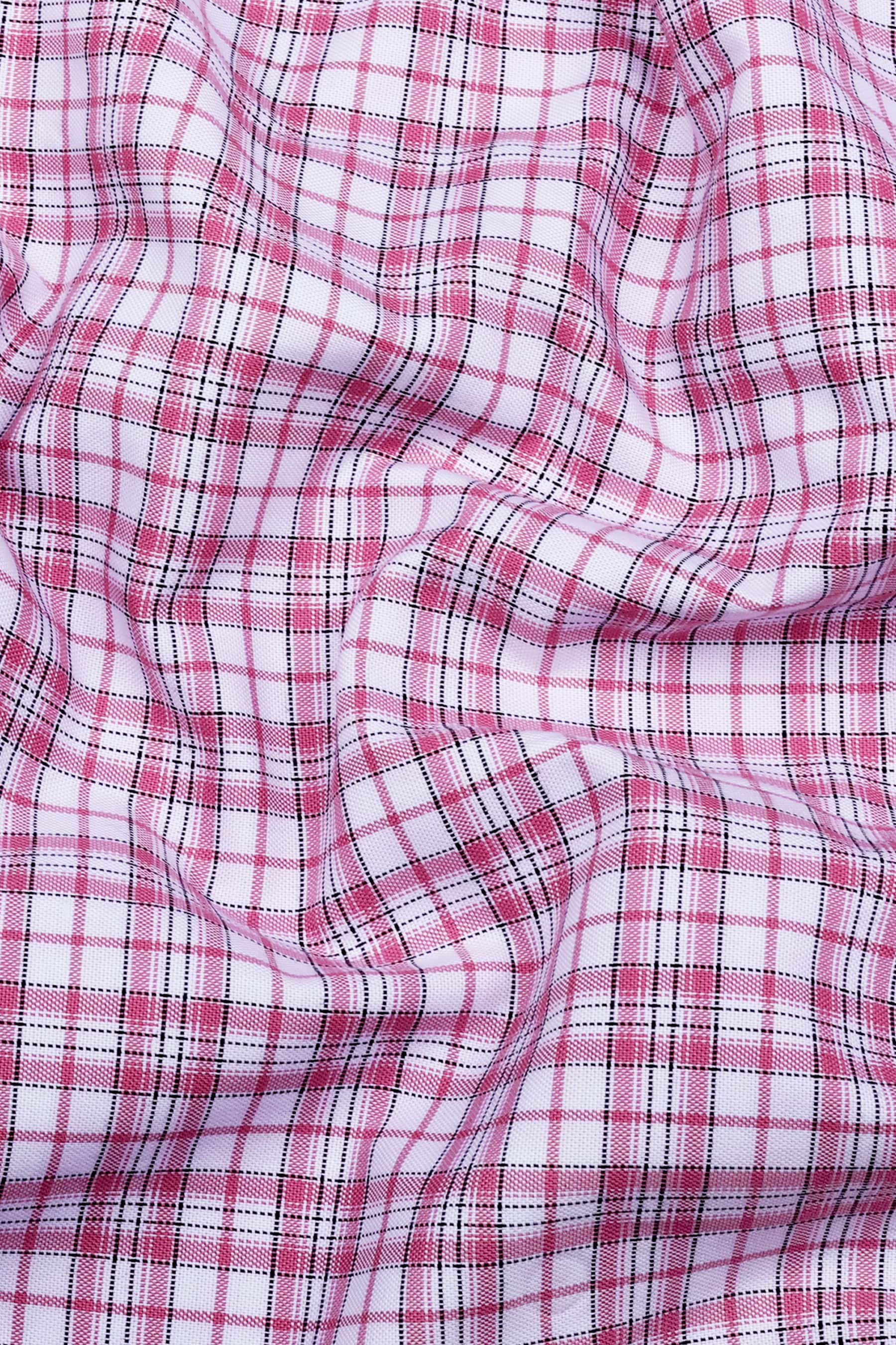 Omega Pink With White Check Oxford Cotton Shirt