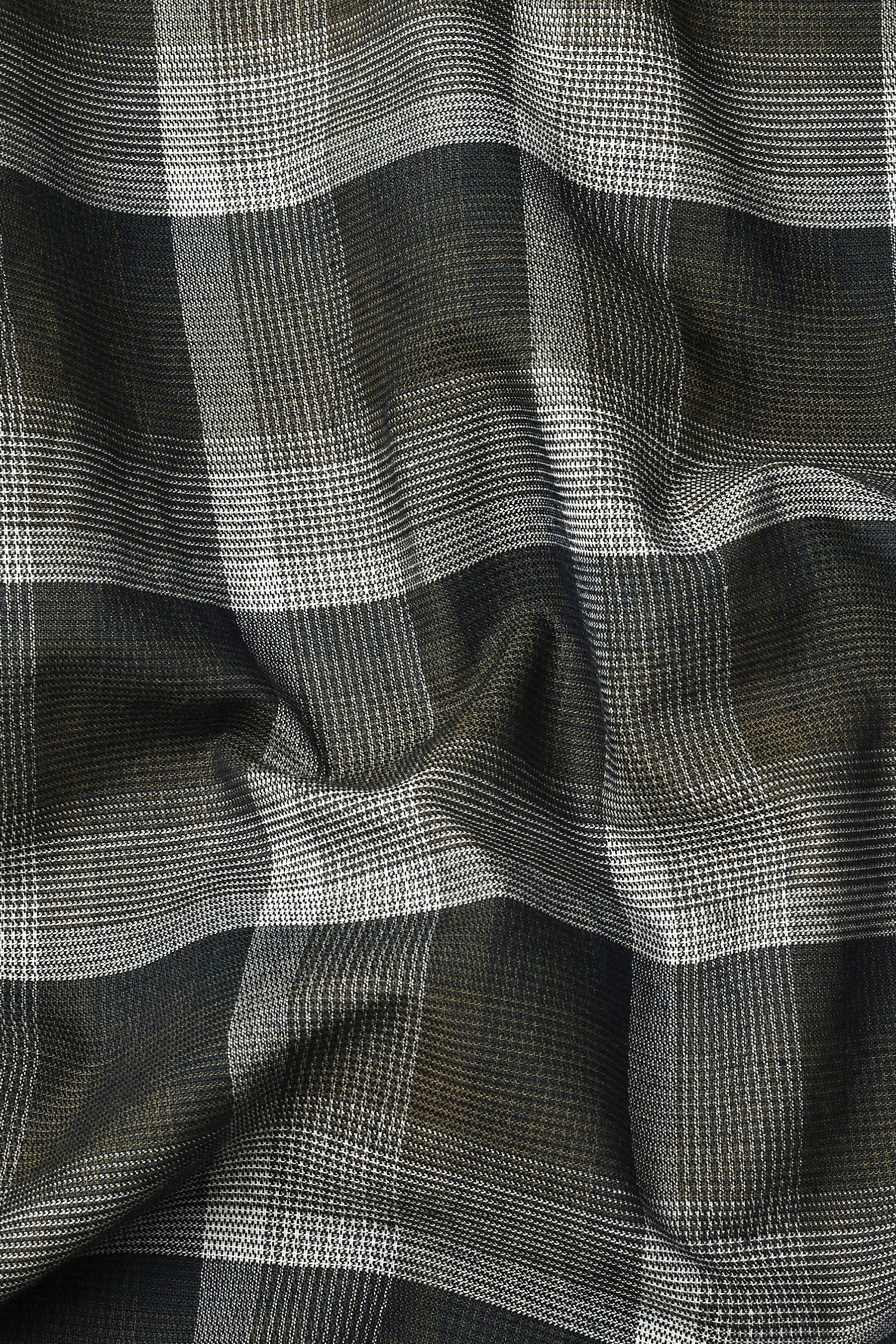 Zimma Green With White Check Corduroy Cotton Shirt