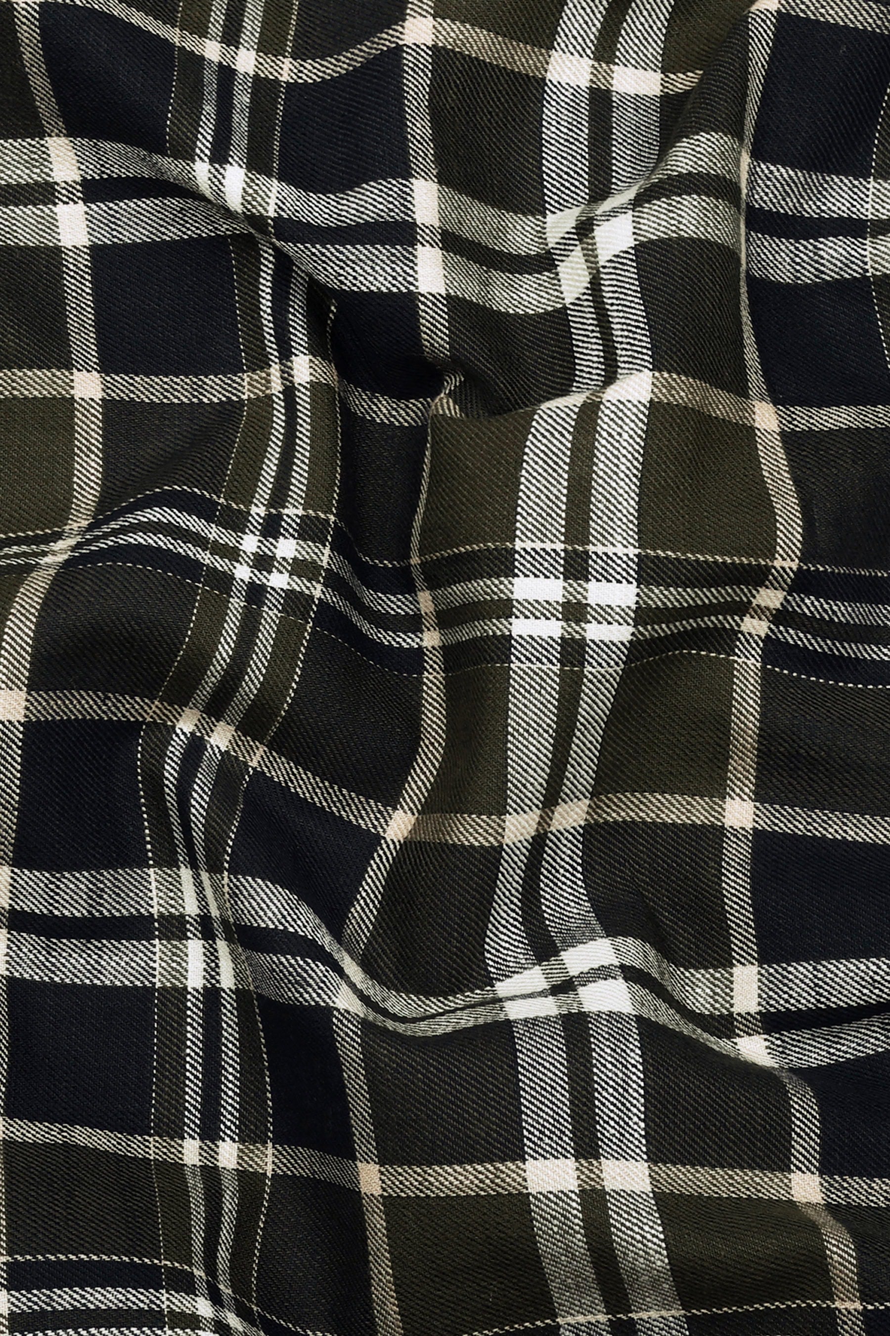 Sinza Green With Navyblue Twill Check Cotton Shirt