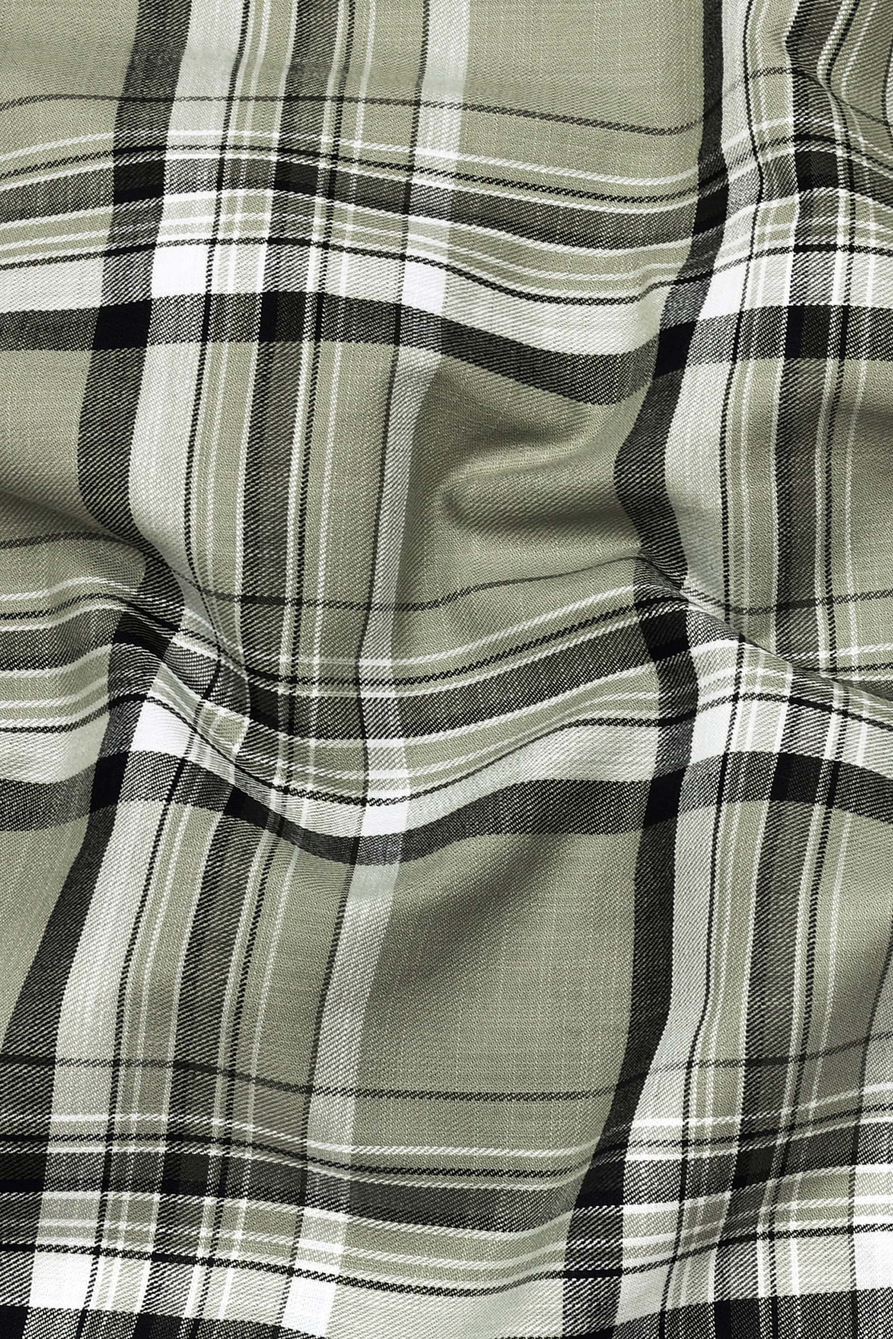 Kosra Green With Black Twill Check Cotton Shirt
