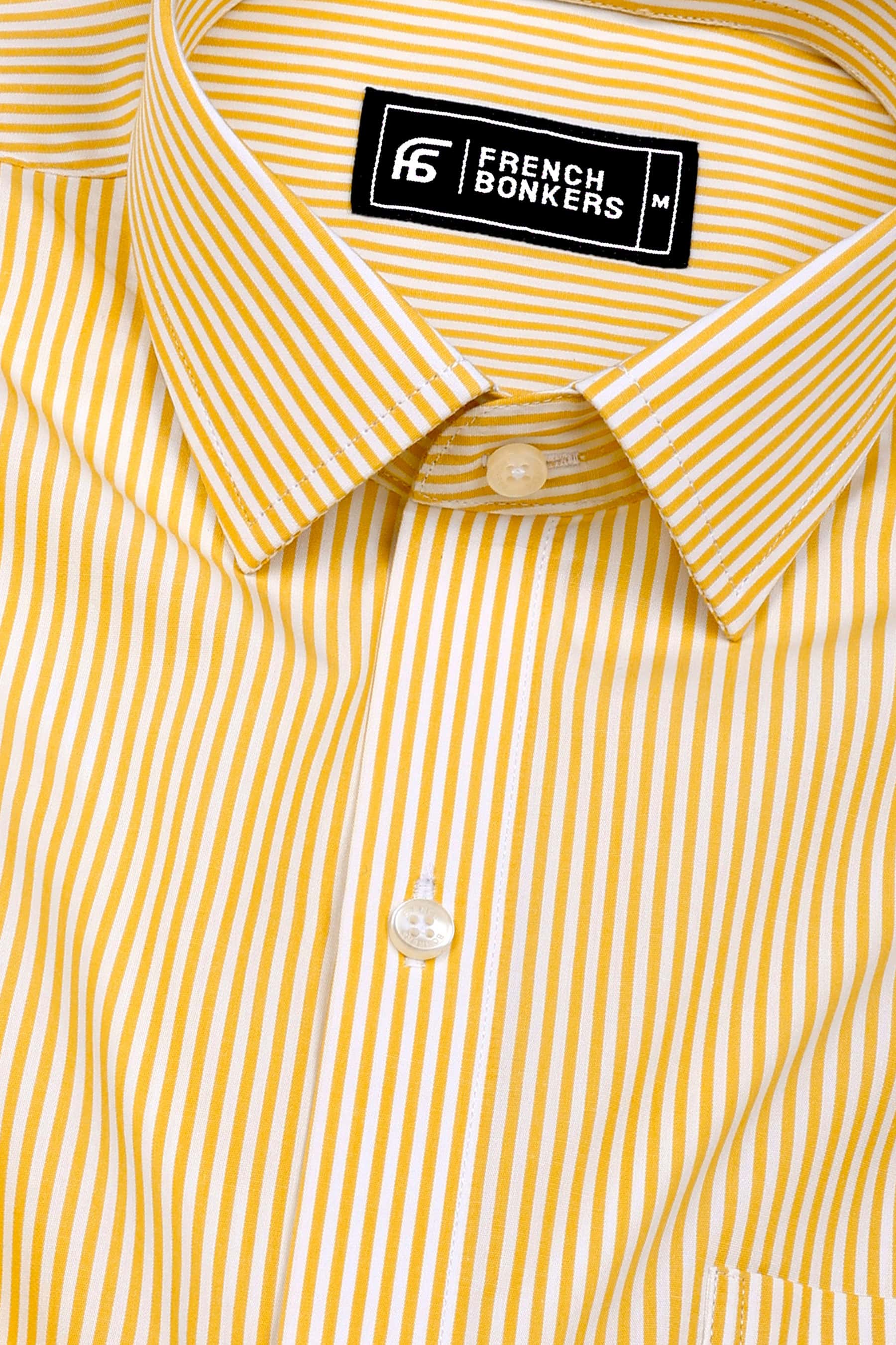 Marigold Yellow and White Stripe Cotton Shirt