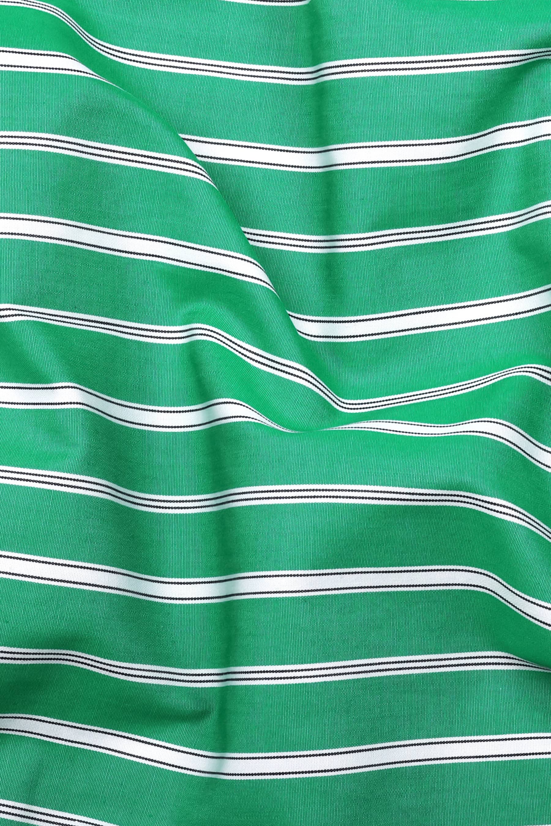 Muse Green with White Stripe Cotton Shirt
