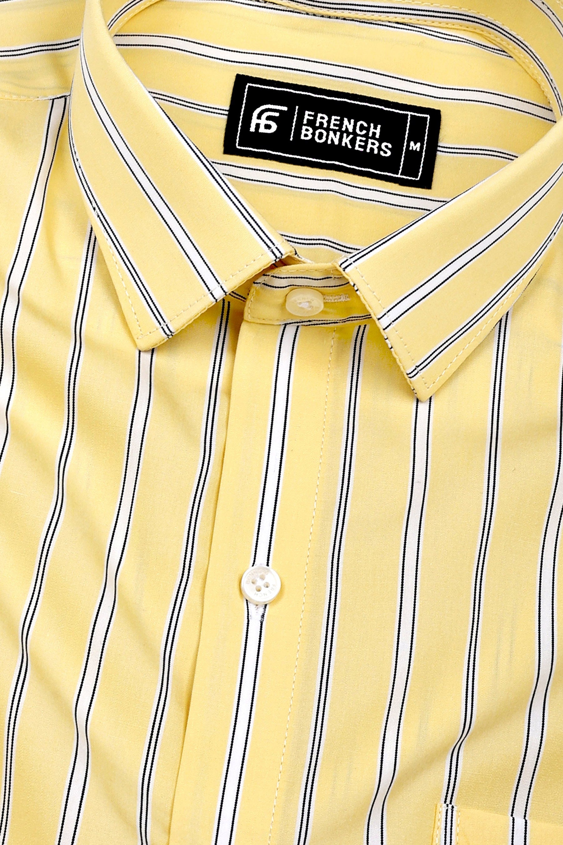 Muse Yellow with White Stripe Cotton Shirt
