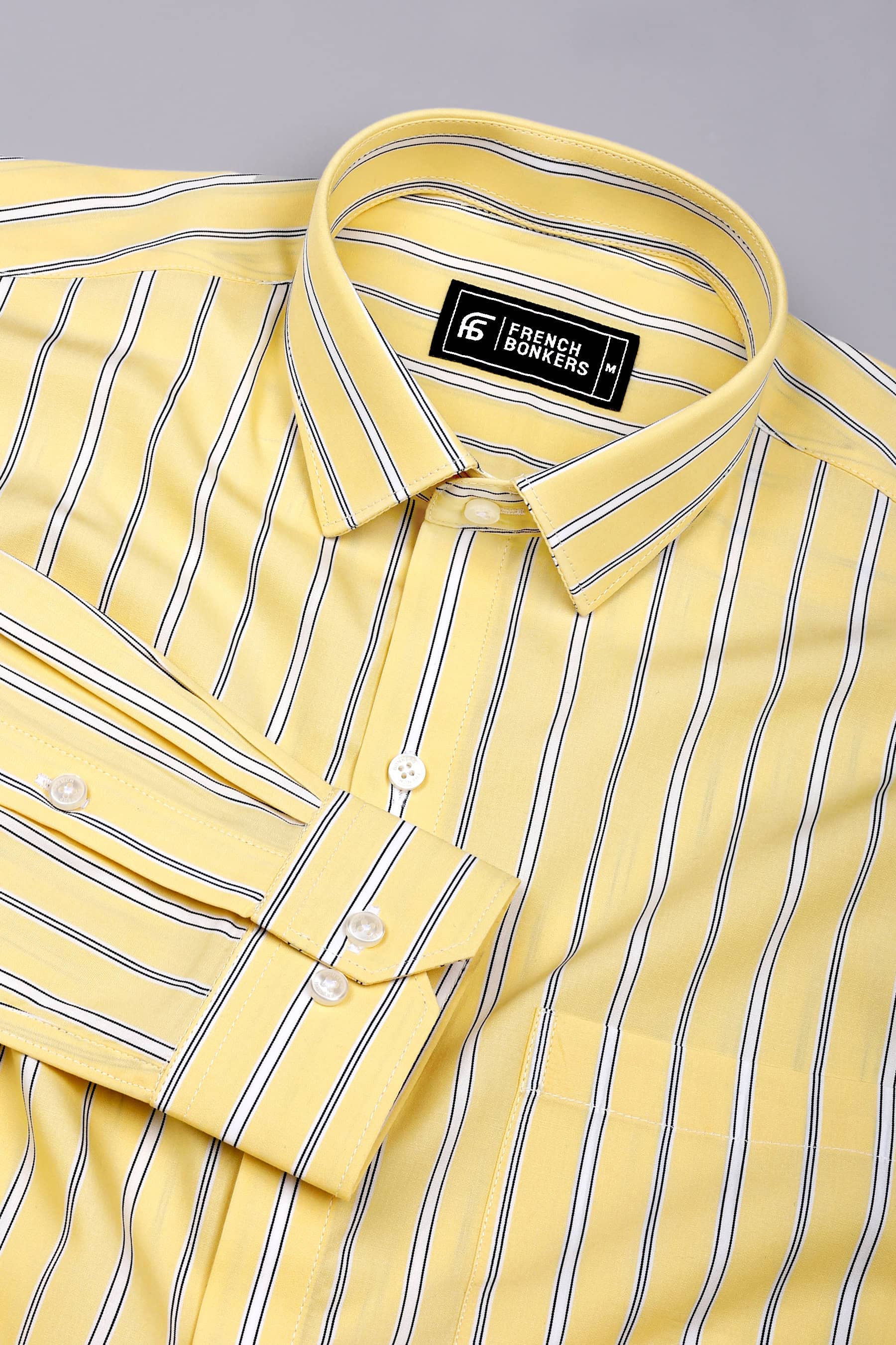 Muse Yellow with White Stripe Cotton Shirt