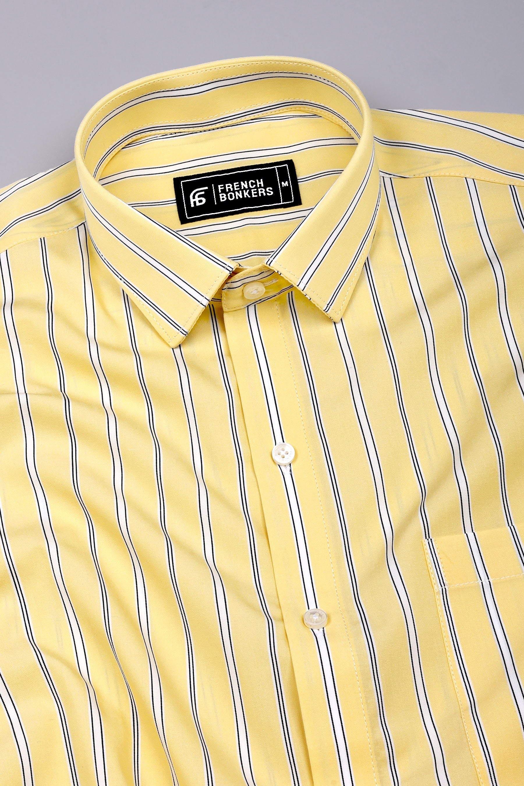 Muse Yellow with White Stripe Cotton Shirt