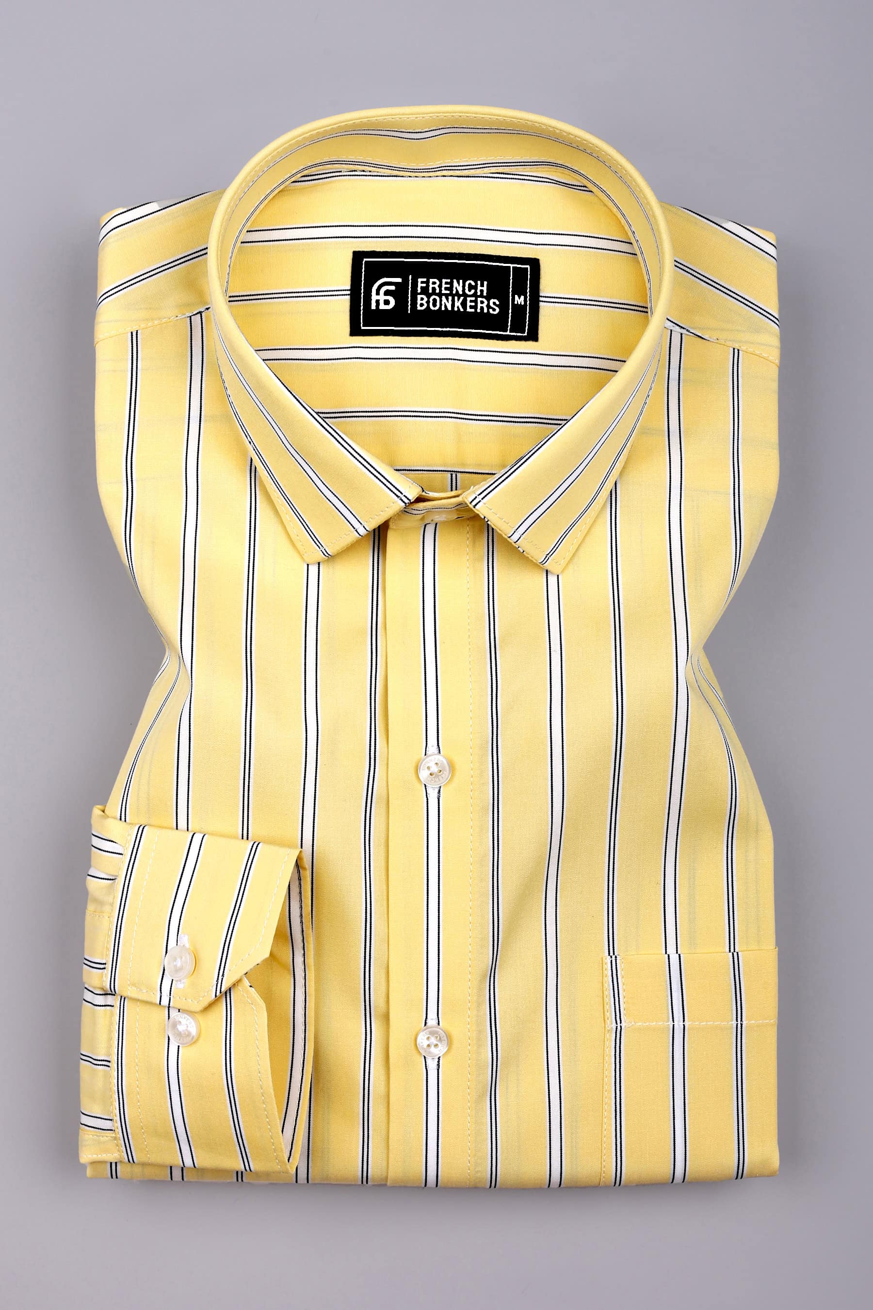 Muse Yellow with White Stripe Cotton Shirt