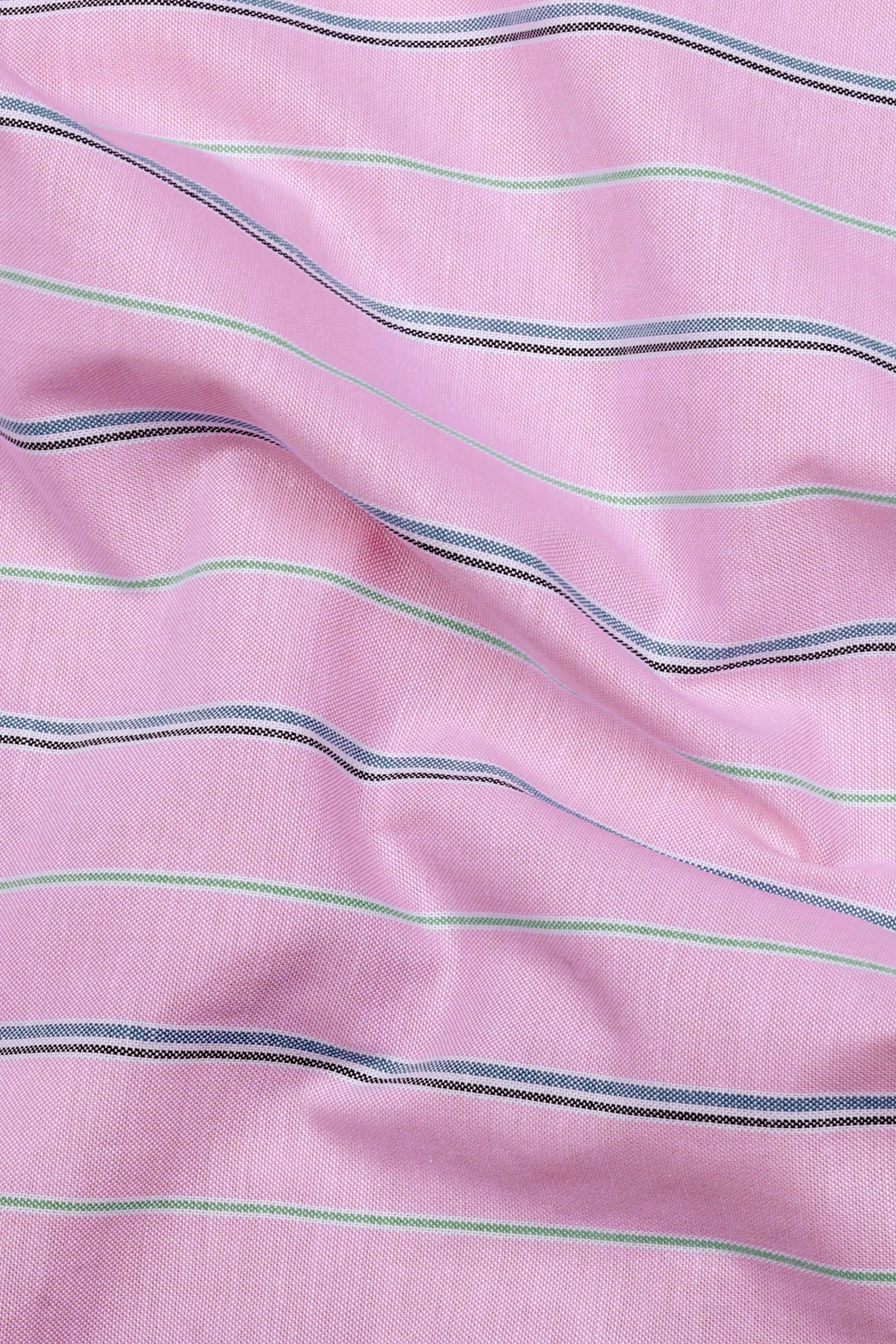 Pastel Pink With Multicolor Stripe Oxford Cotton Shirt