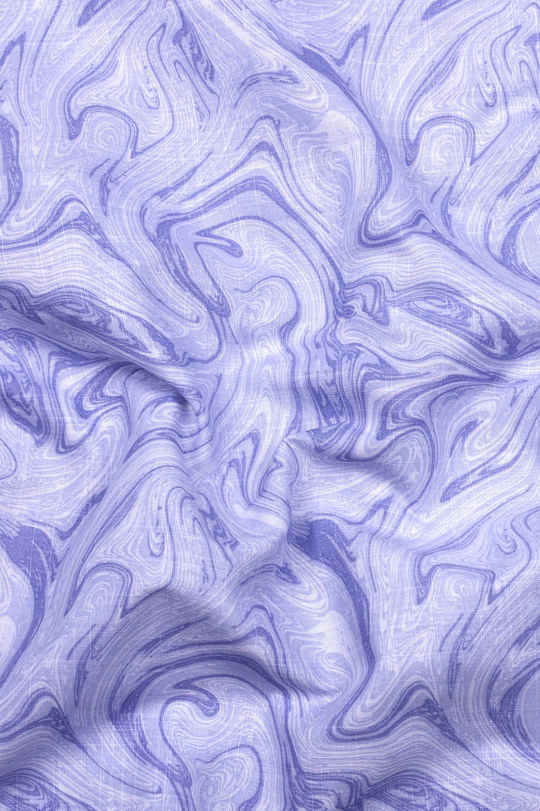 Light Cornflower Blue With White marble Printed Cotton Shirt