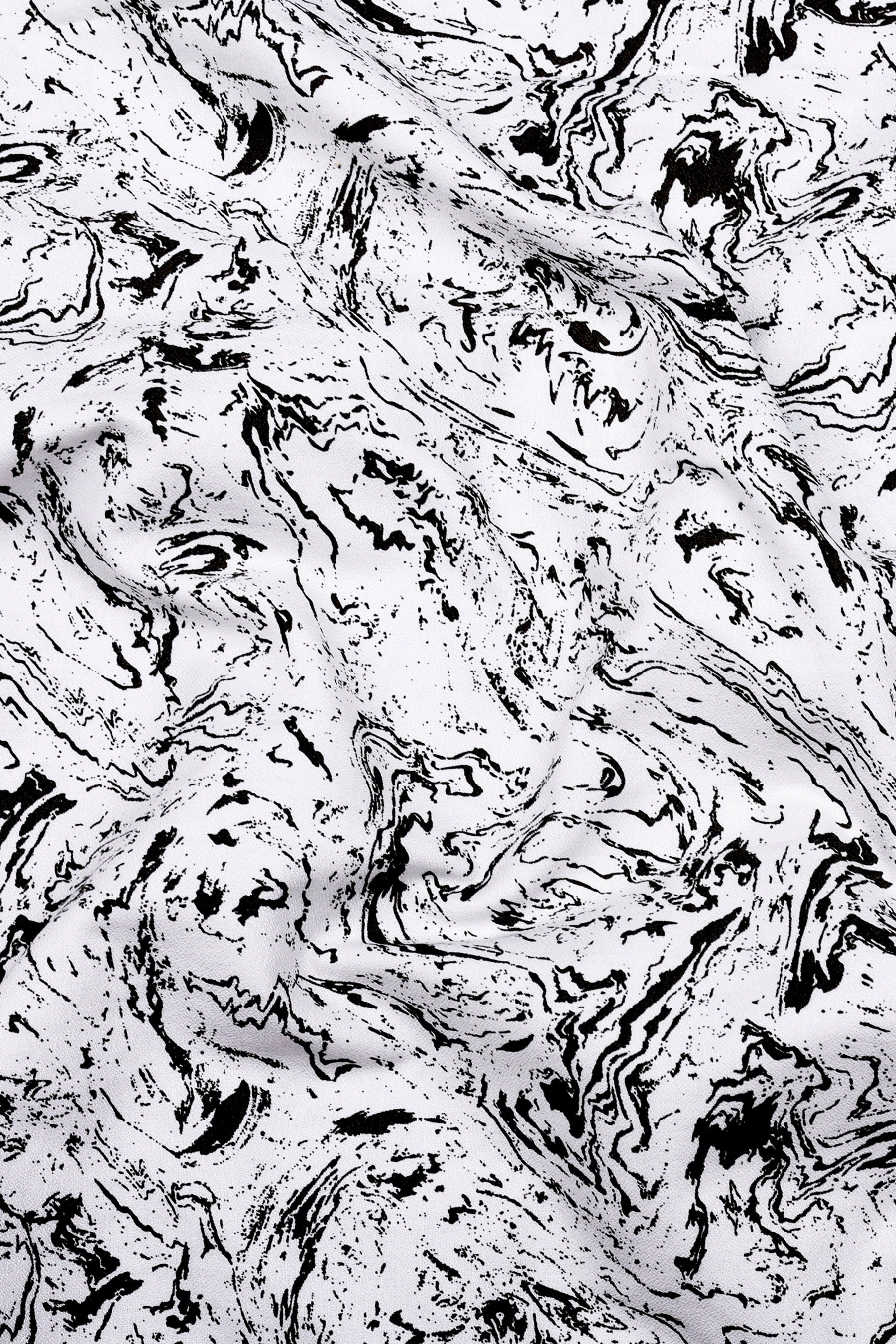 Swirl White with black marble marble Printed Cotton Shirt