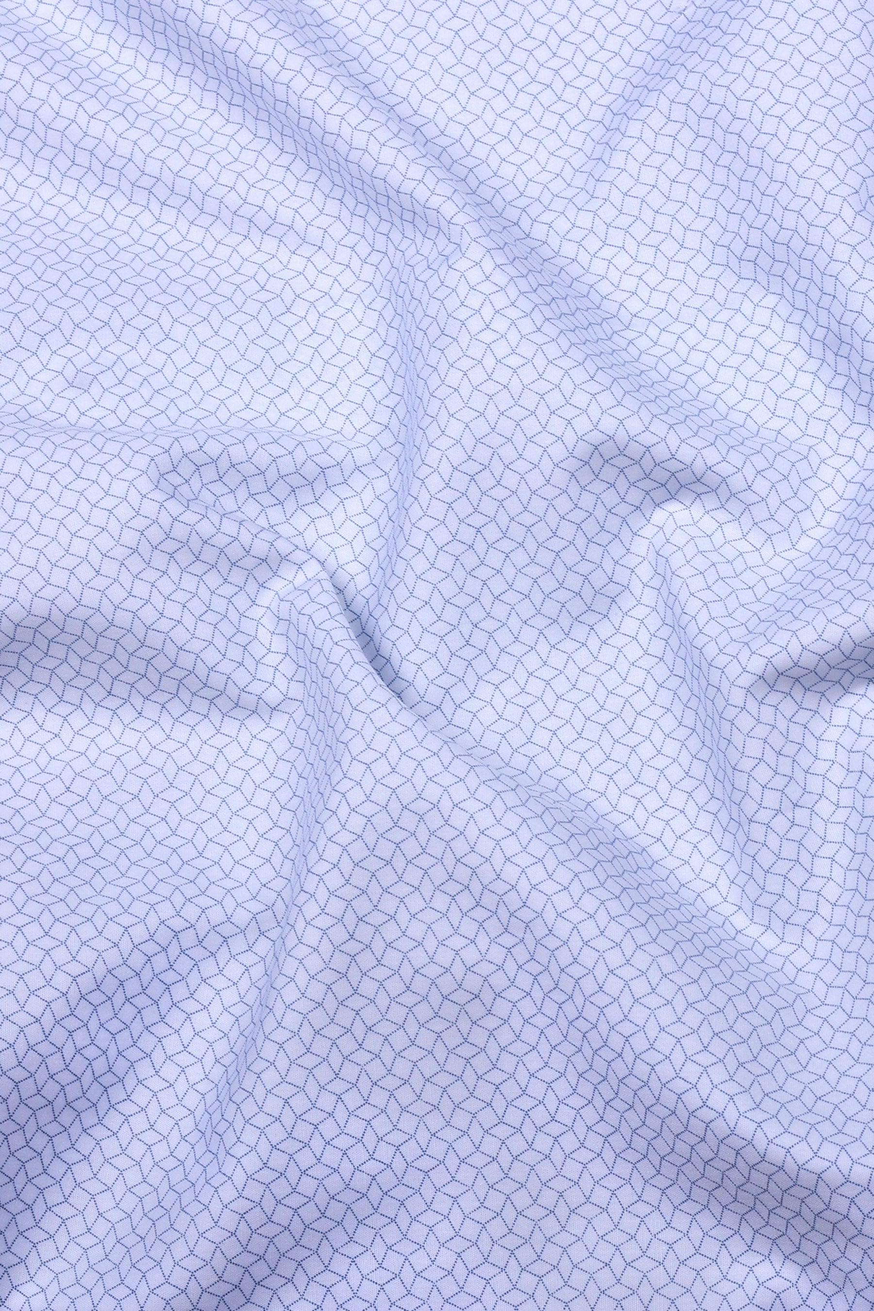 Triza White With Blue Geometric Printed Oxford Cotton Shirt