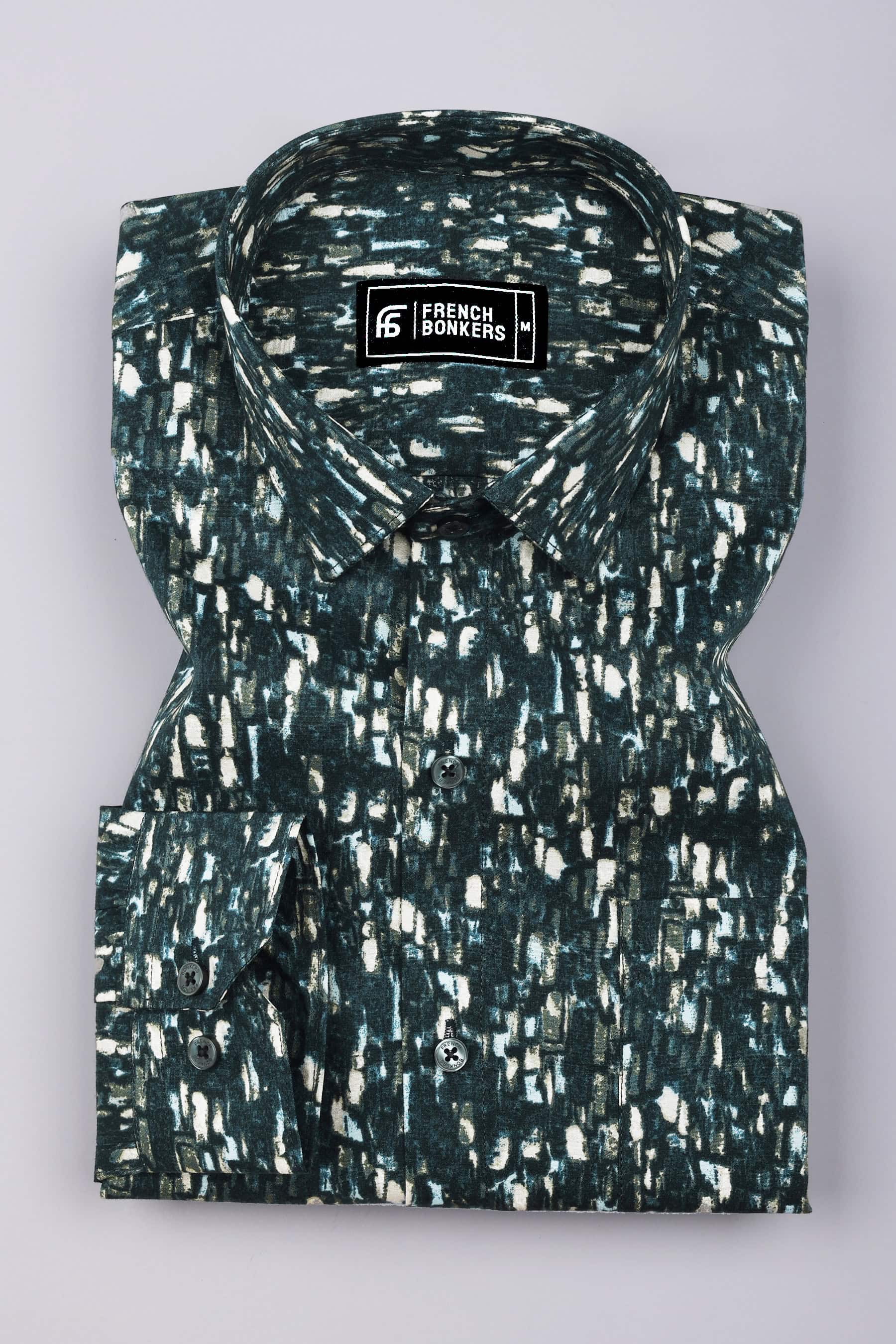 Vintage blue Multicolour Printed Cotton Shirt