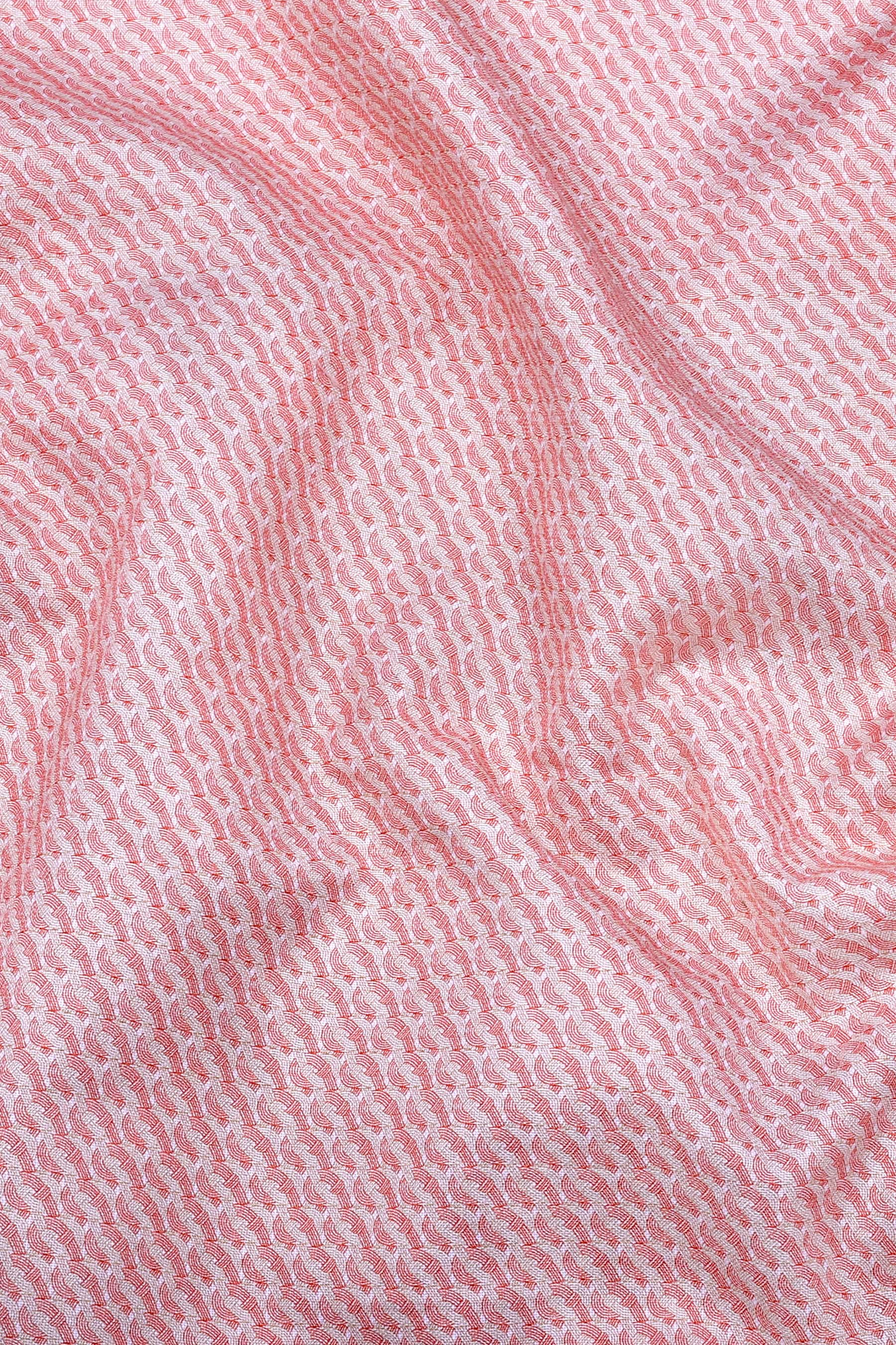 Flamingo Pink with Cream geometric chain Printed Cotton Shirt