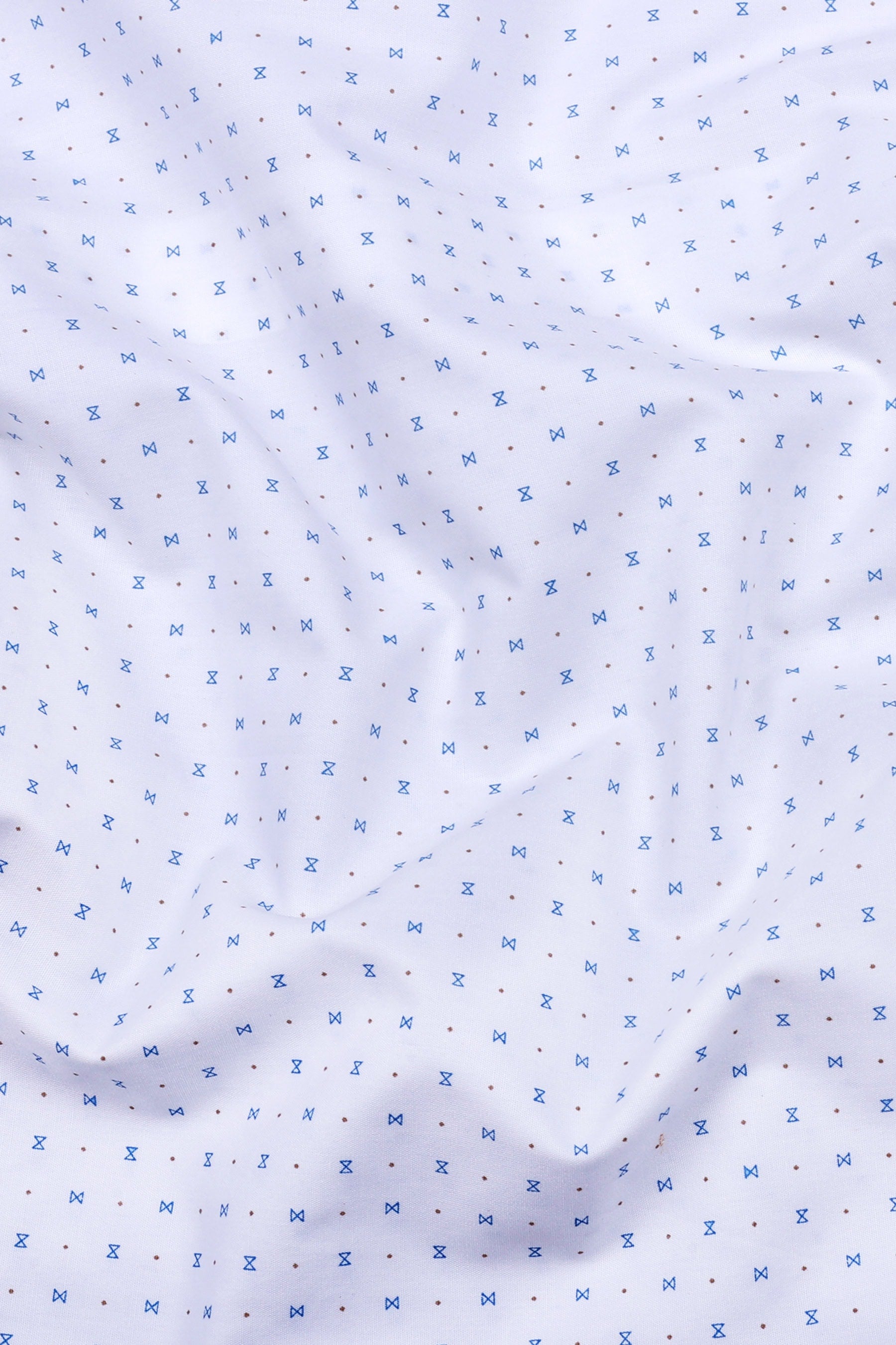Milary White With Blue Hourglass Printed Cotton Shirt