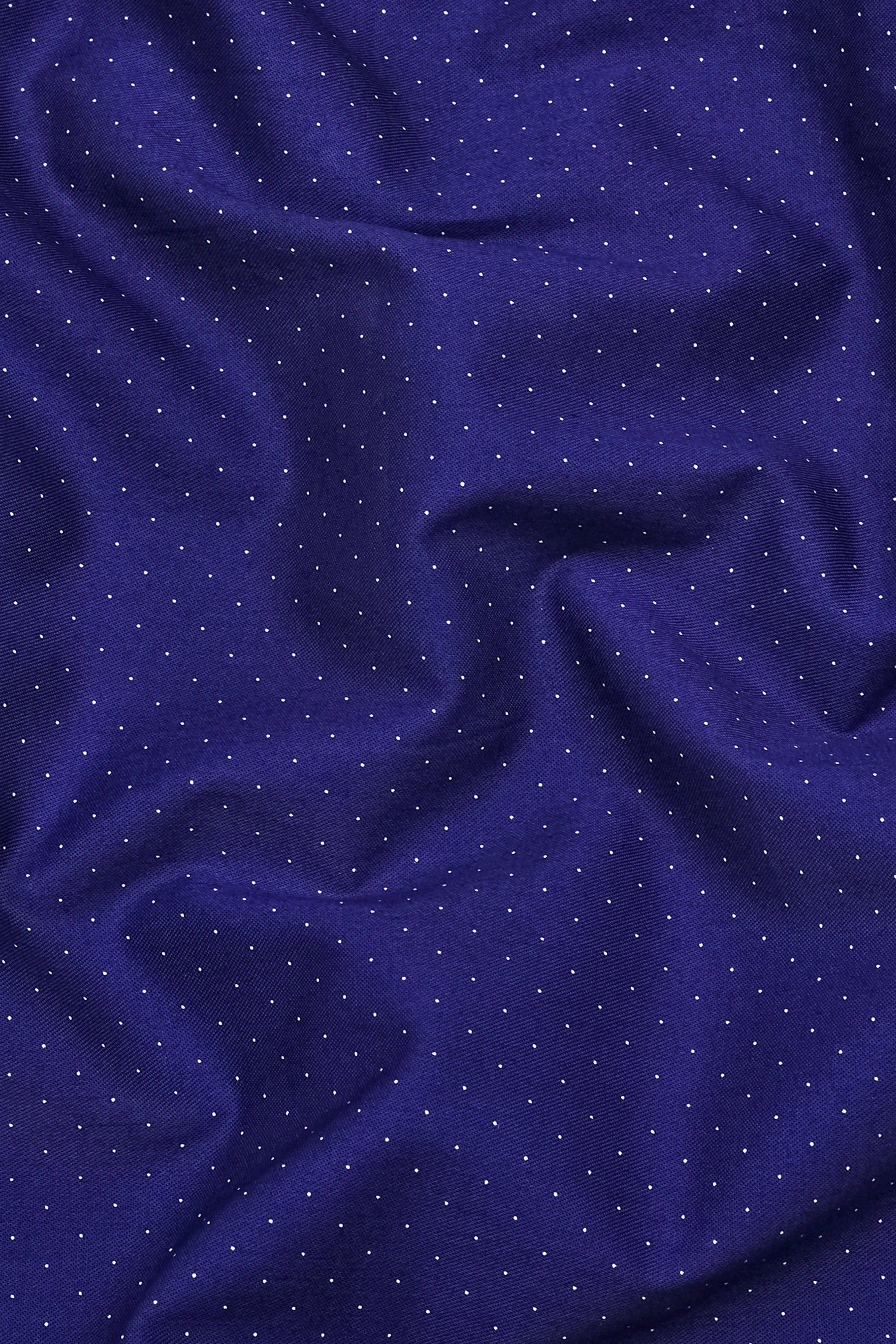Royal Navy Blue With White Dot printed Twill Cotton Shirt