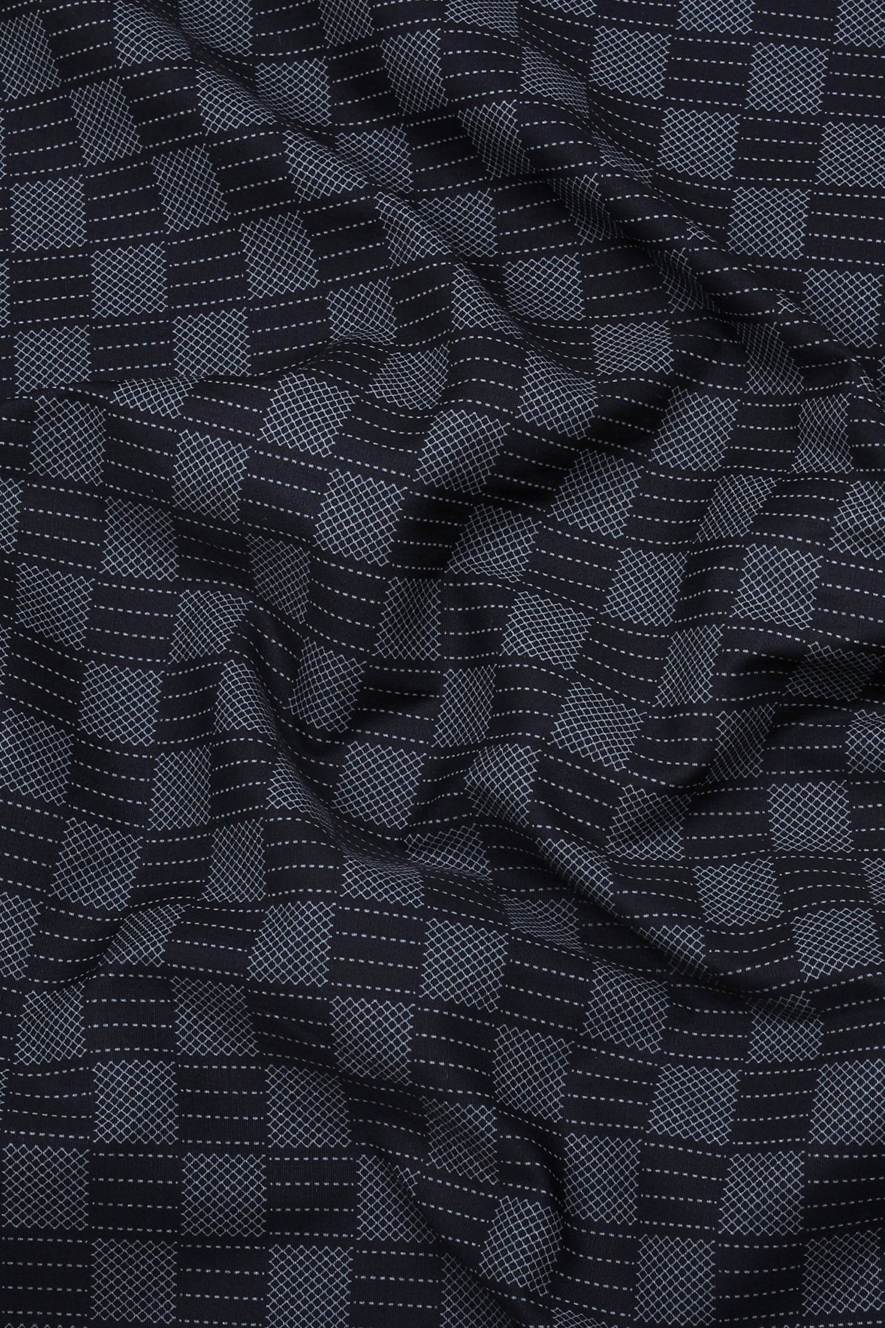 Onyx Black with Grey Checked Cotton Shirt