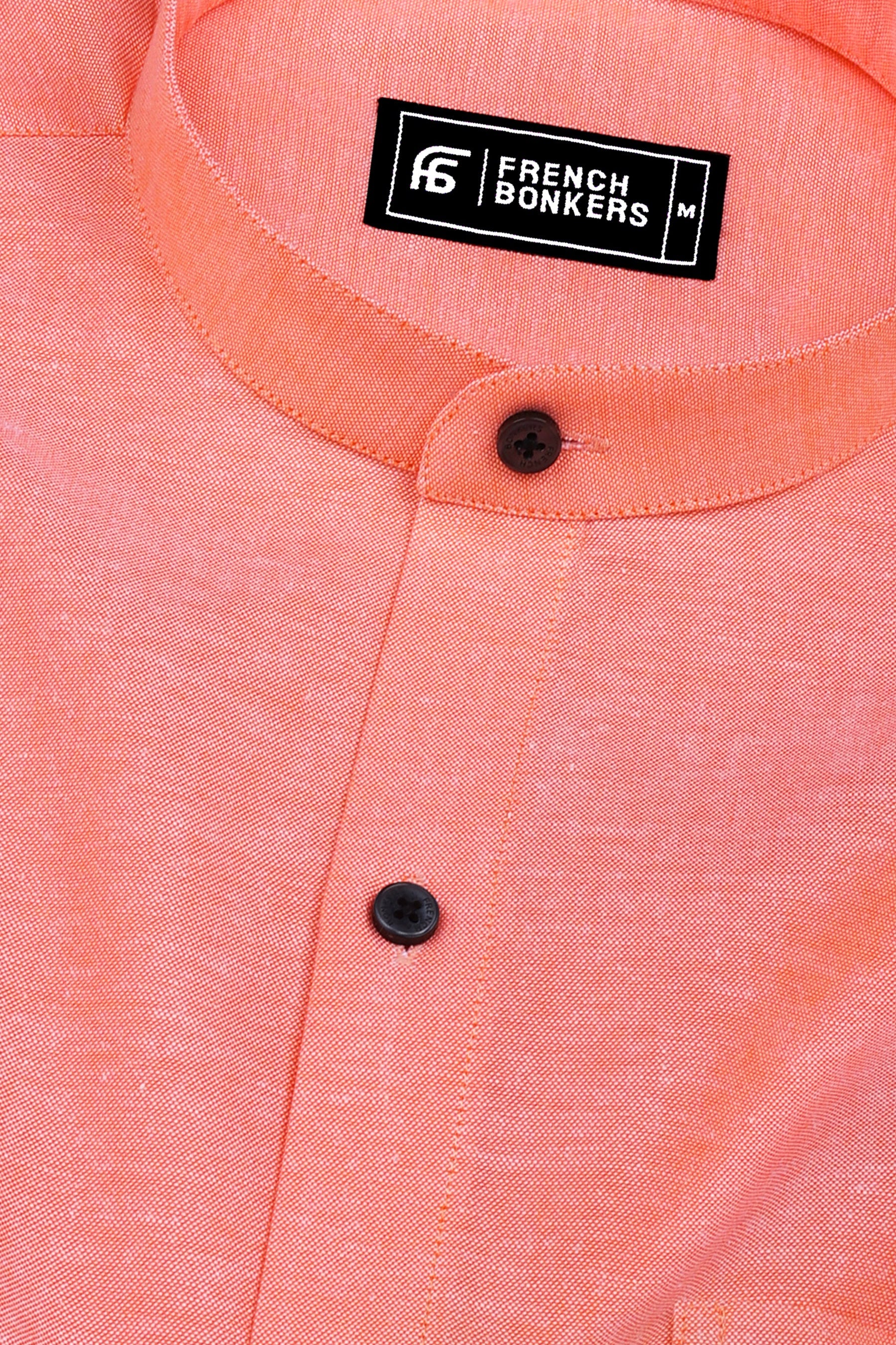 Arctic Peach Orange Solid Oxford Cotton Shirt
