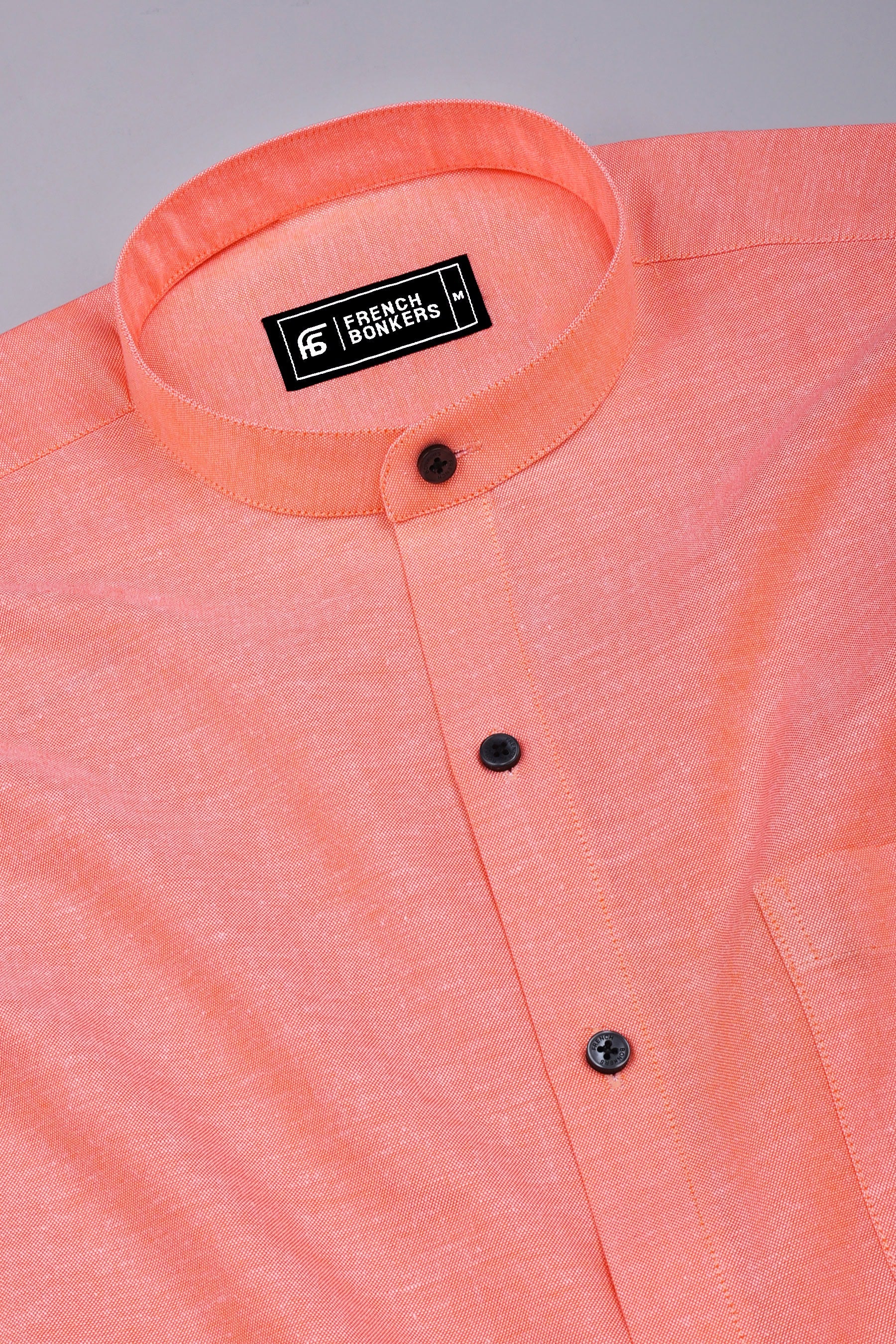 Arctic Peach Orange Solid Oxford Cotton Shirt