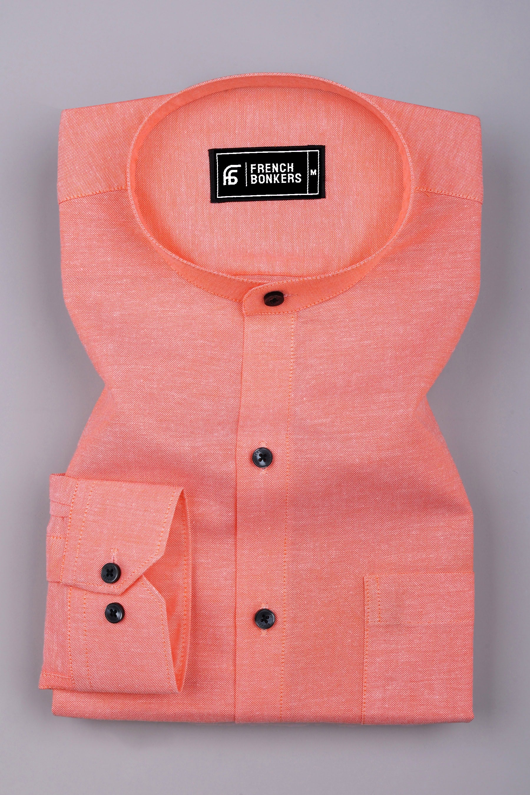 Arctic Peach Orange Solid Oxford Cotton Shirt