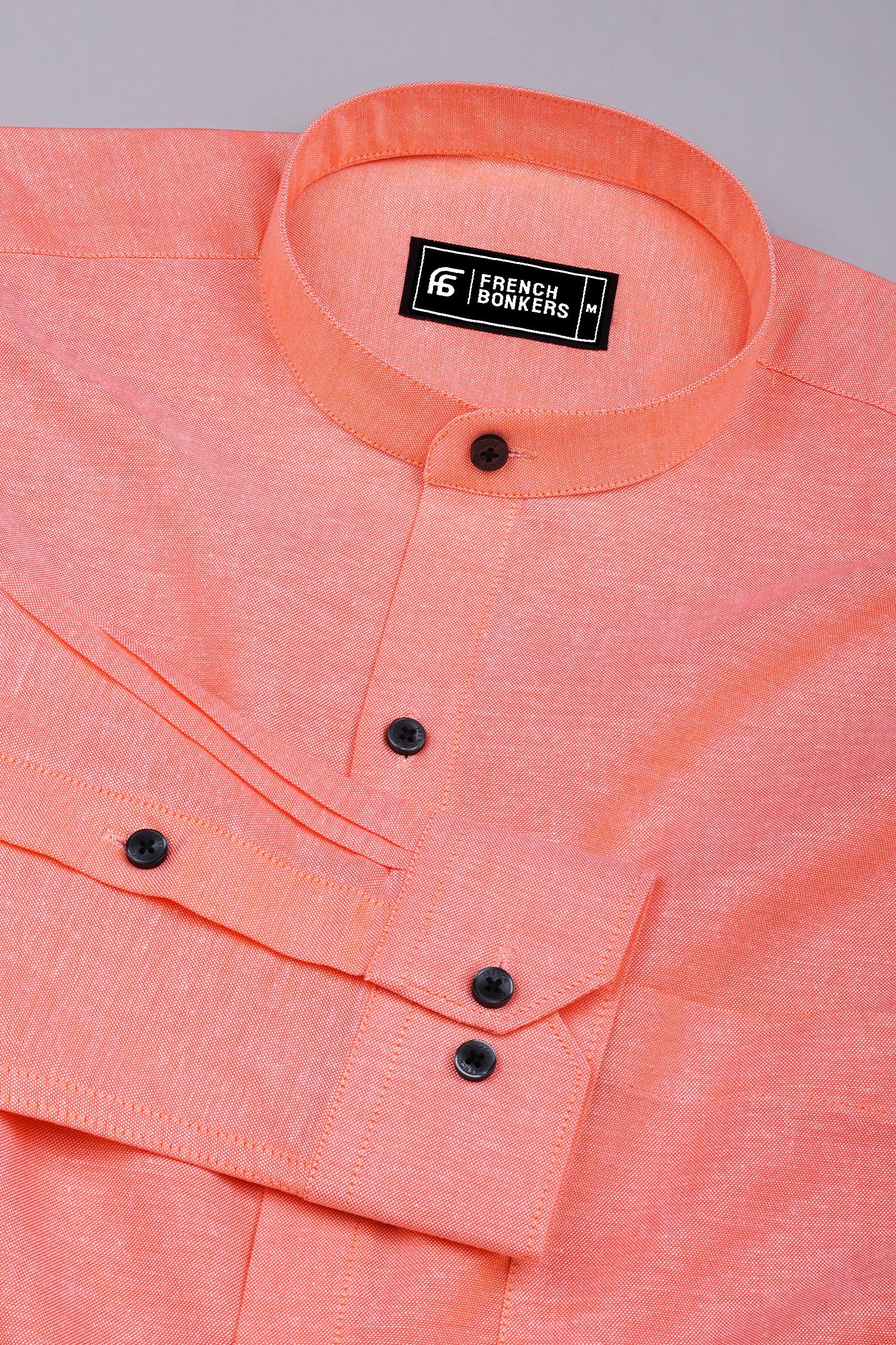 Arctic Peach Orange Solid Oxford Cotton Shirt