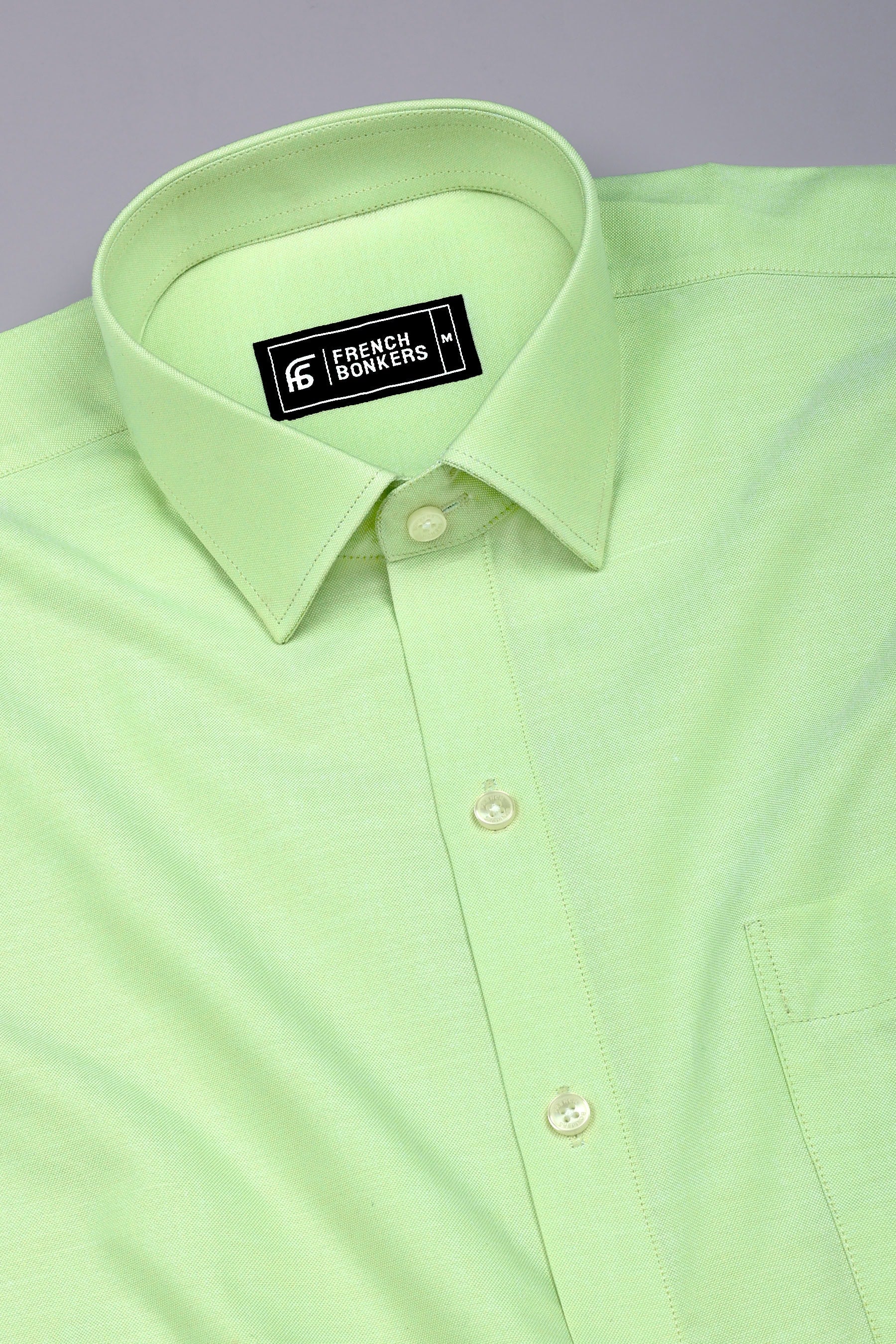 Arctic Light Pista Green Solid Oxford Cotton Shirt