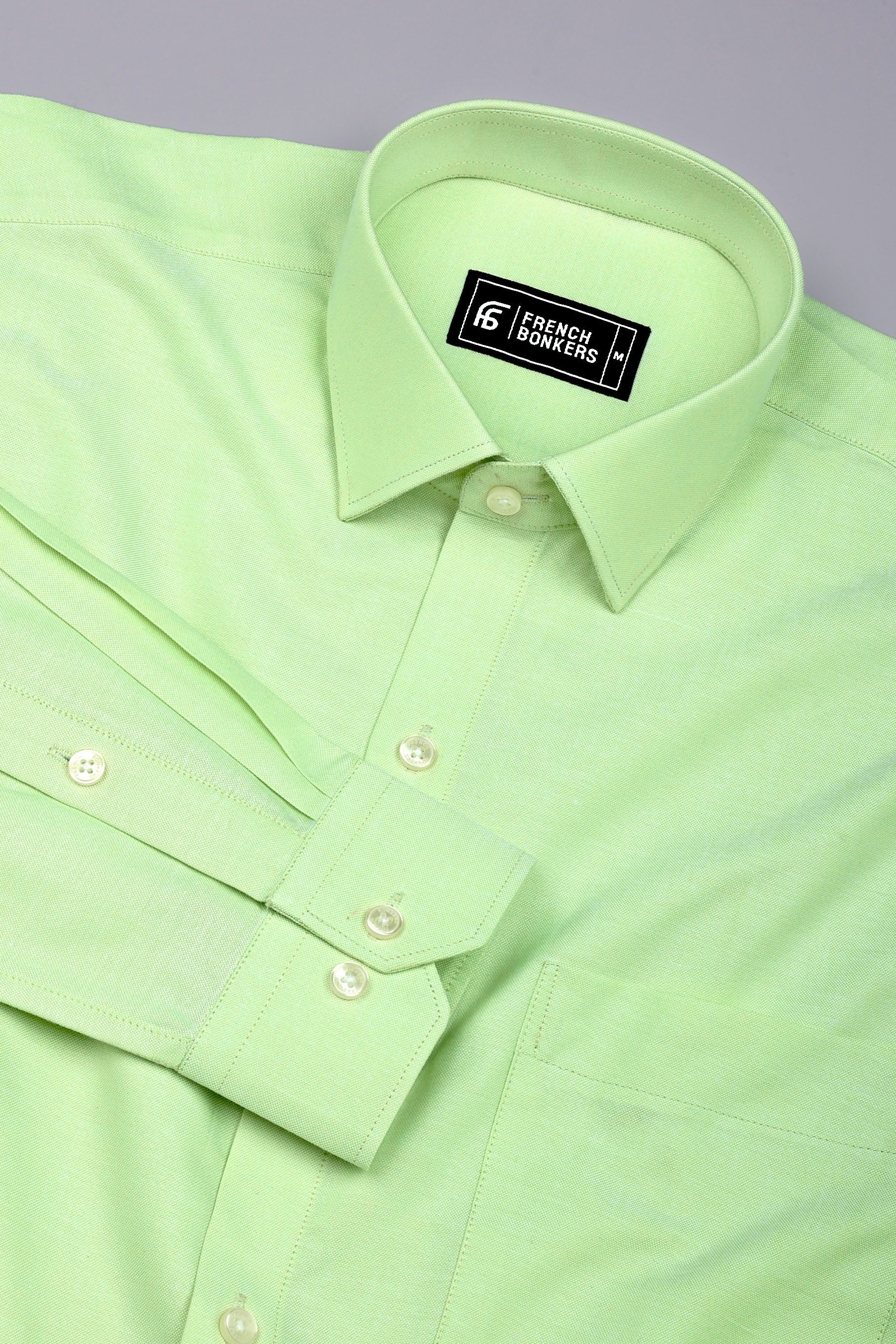 Arctic Light Pista Green Solid Oxford Cotton Shirt
