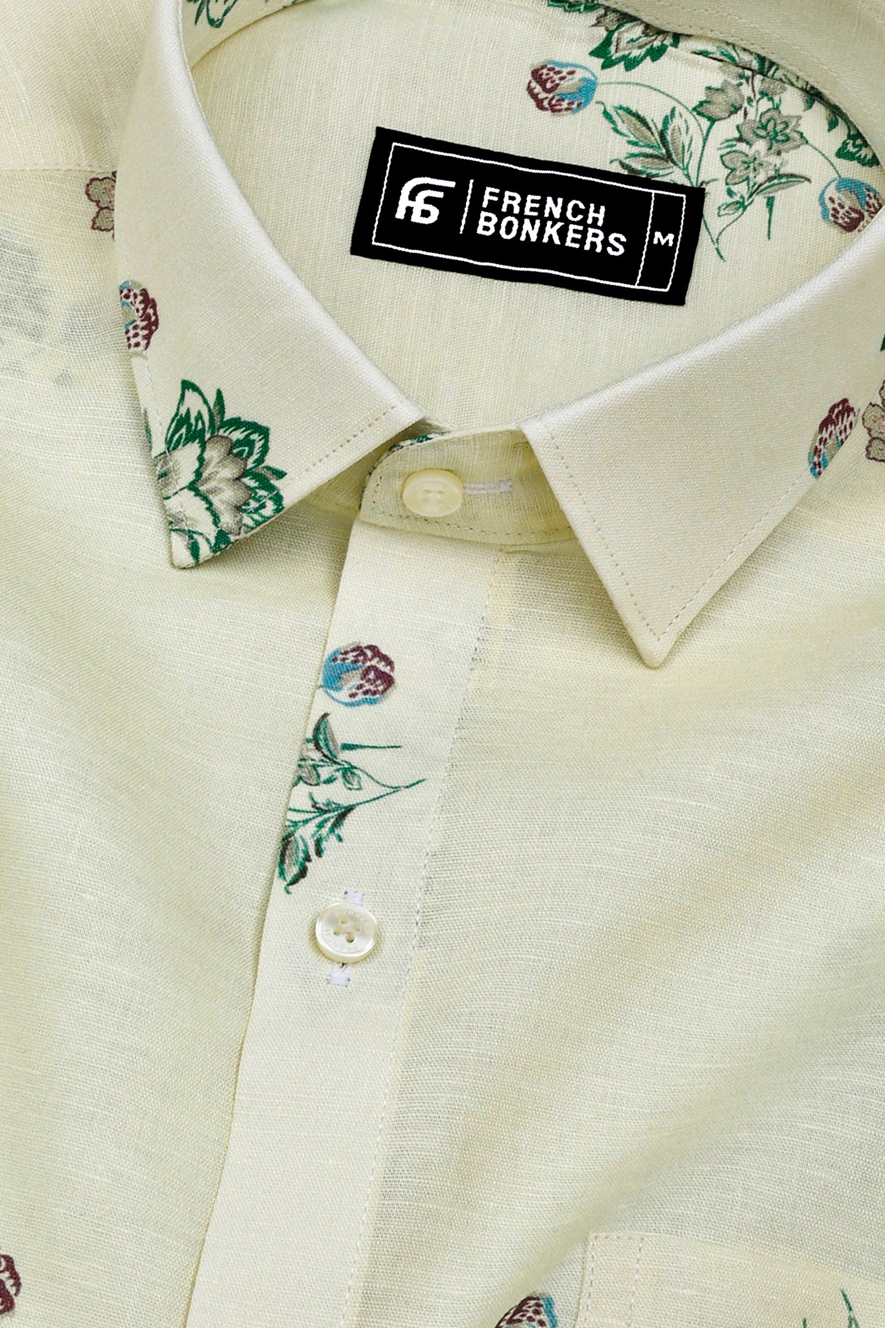 Freesia Cream Floral Printed Linen Cotton Shirt
