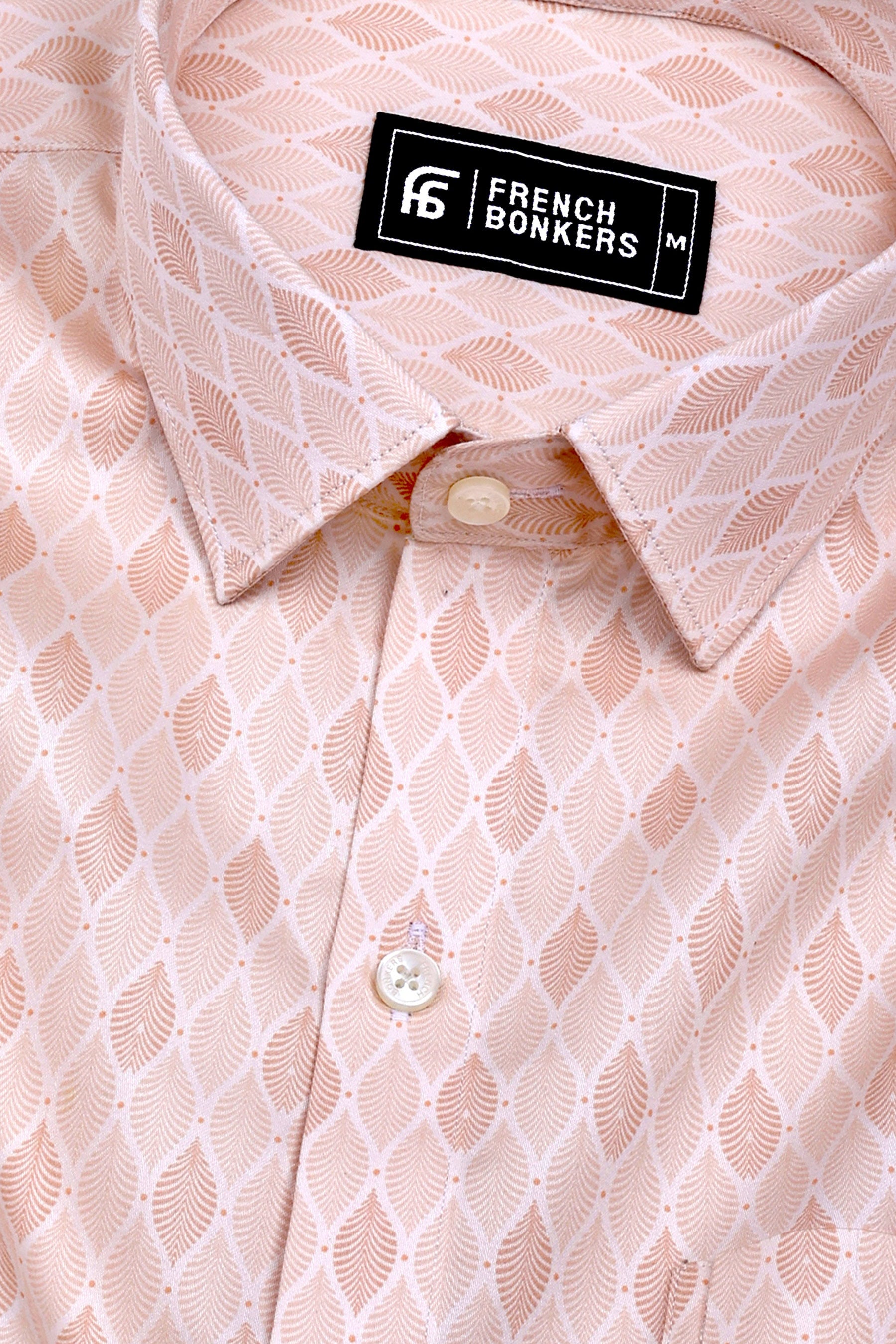 Crayola Peach Orange Leaf Printed Cotton Shirt