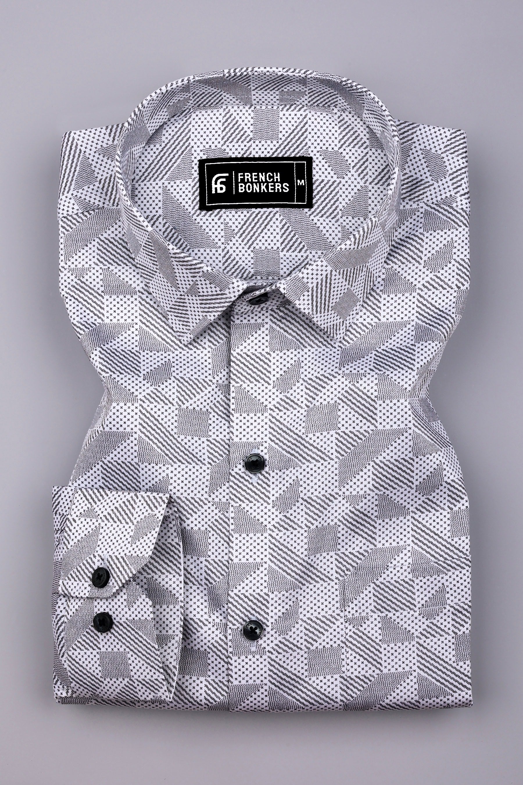 Magic Black With White Printed Cotton Shirt