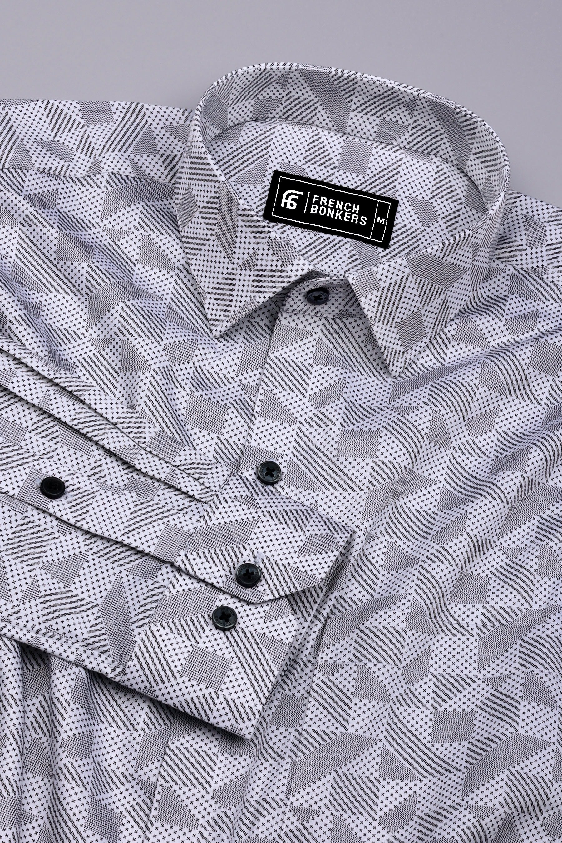 Magic Black With White Printed Cotton Shirt