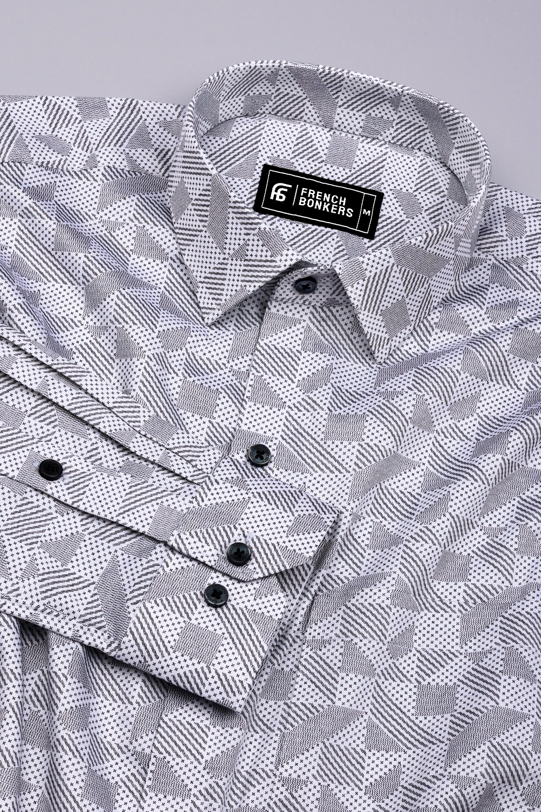 Magic Black With White Printed Cotton Shirt