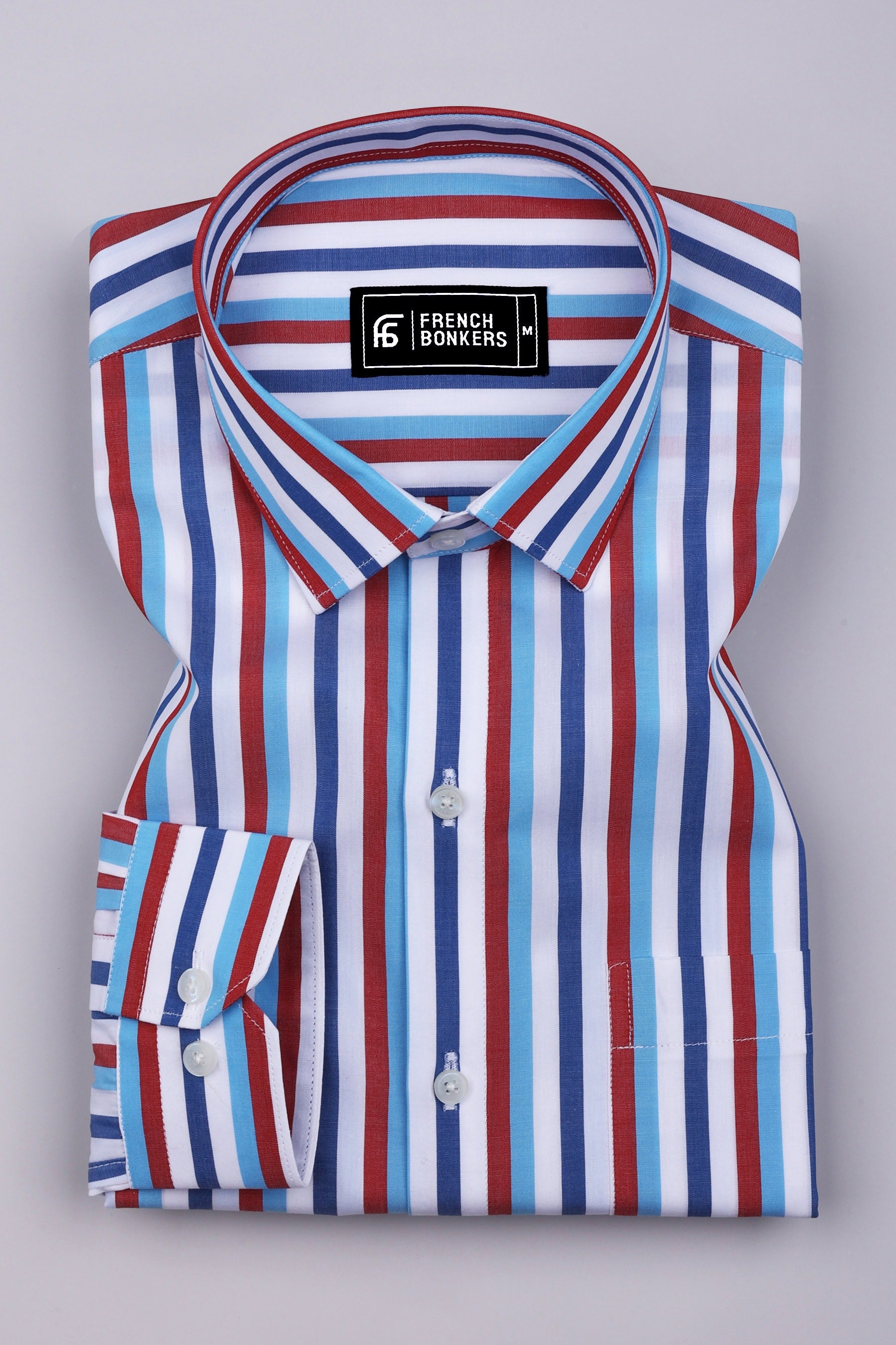 Rivon Multicolor Stripe Poplin Cotton Shirt