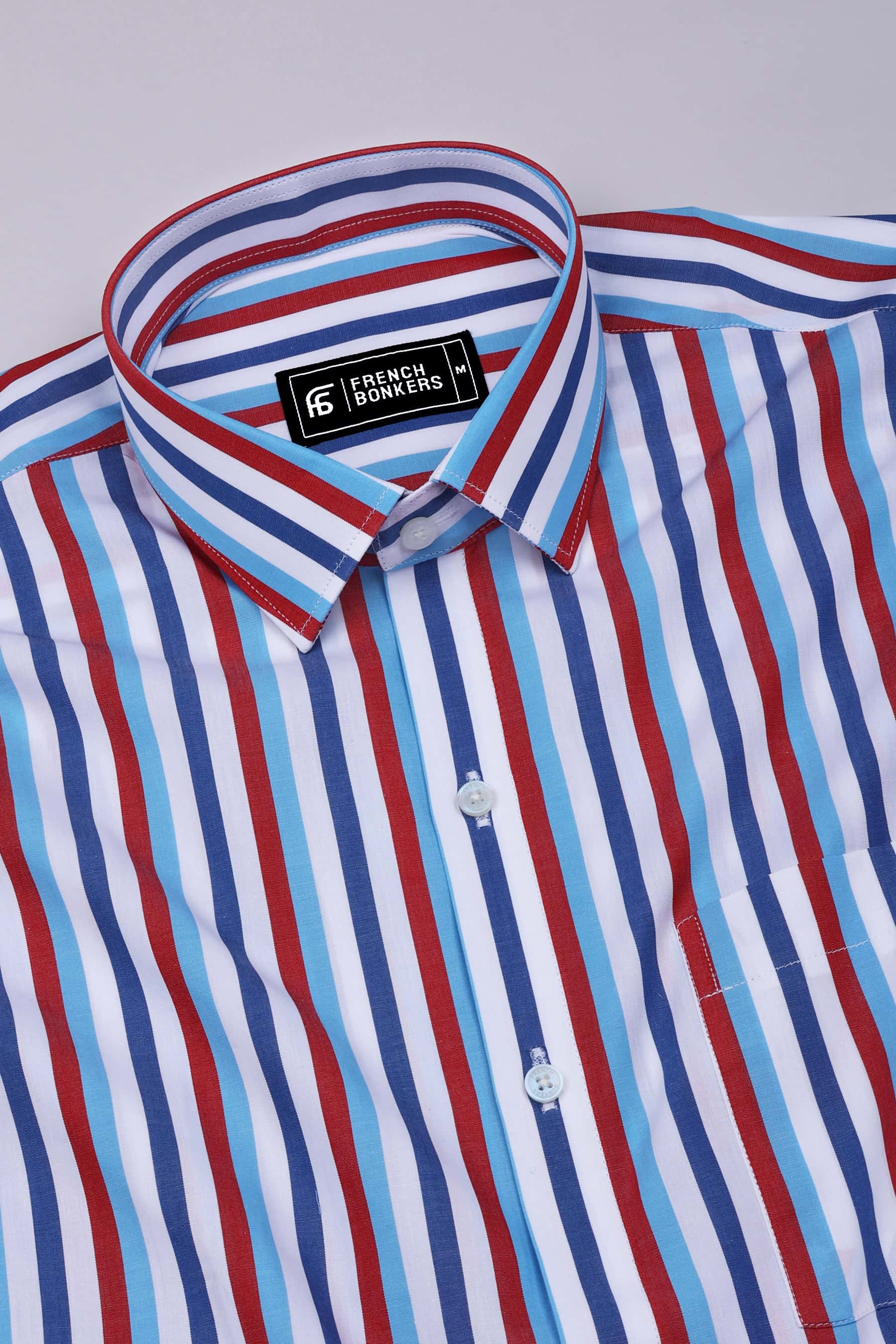 Rivon Multicolor Stripe Poplin Cotton Shirt