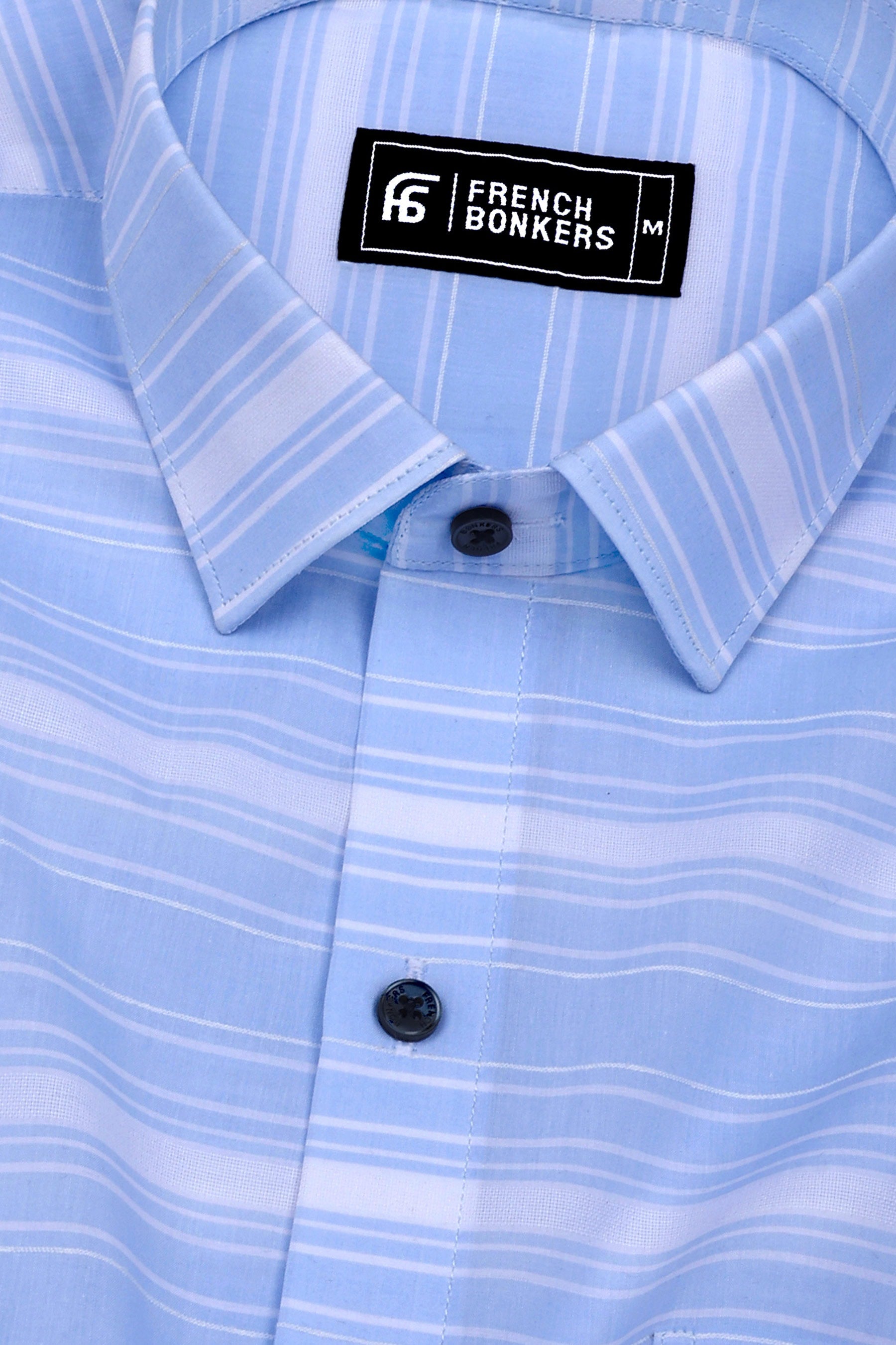 Oshiro SkyBlue Weft Stripe Oxford Cotton Shirt