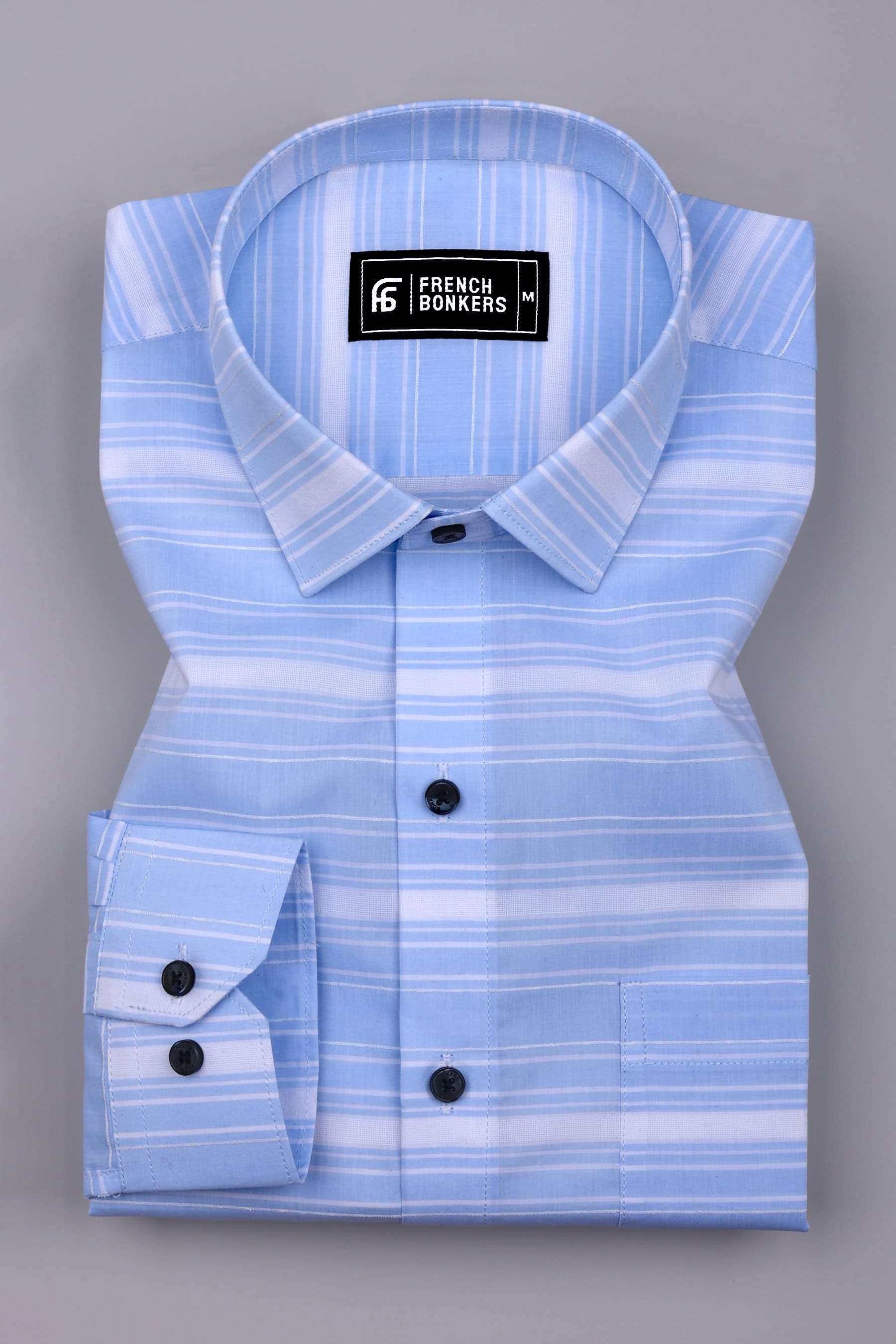 Oshiro SkyBlue Weft Stripe Oxford Cotton Shirt