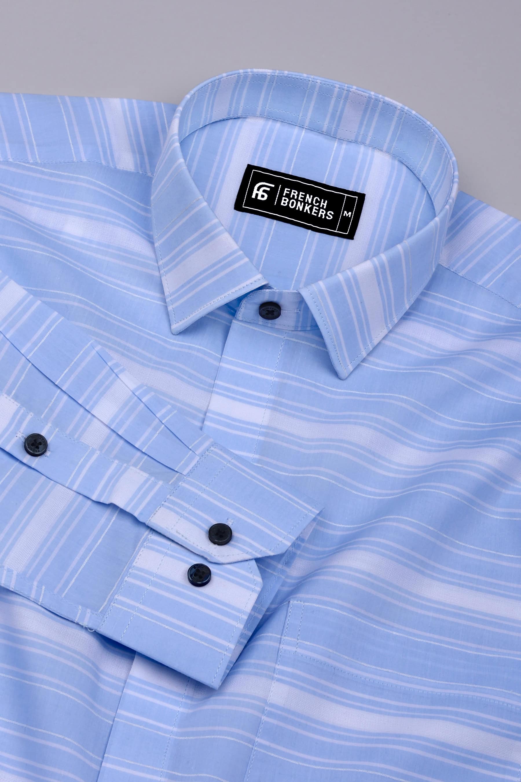 Oshiro SkyBlue Weft Stripe Oxford Cotton Shirt