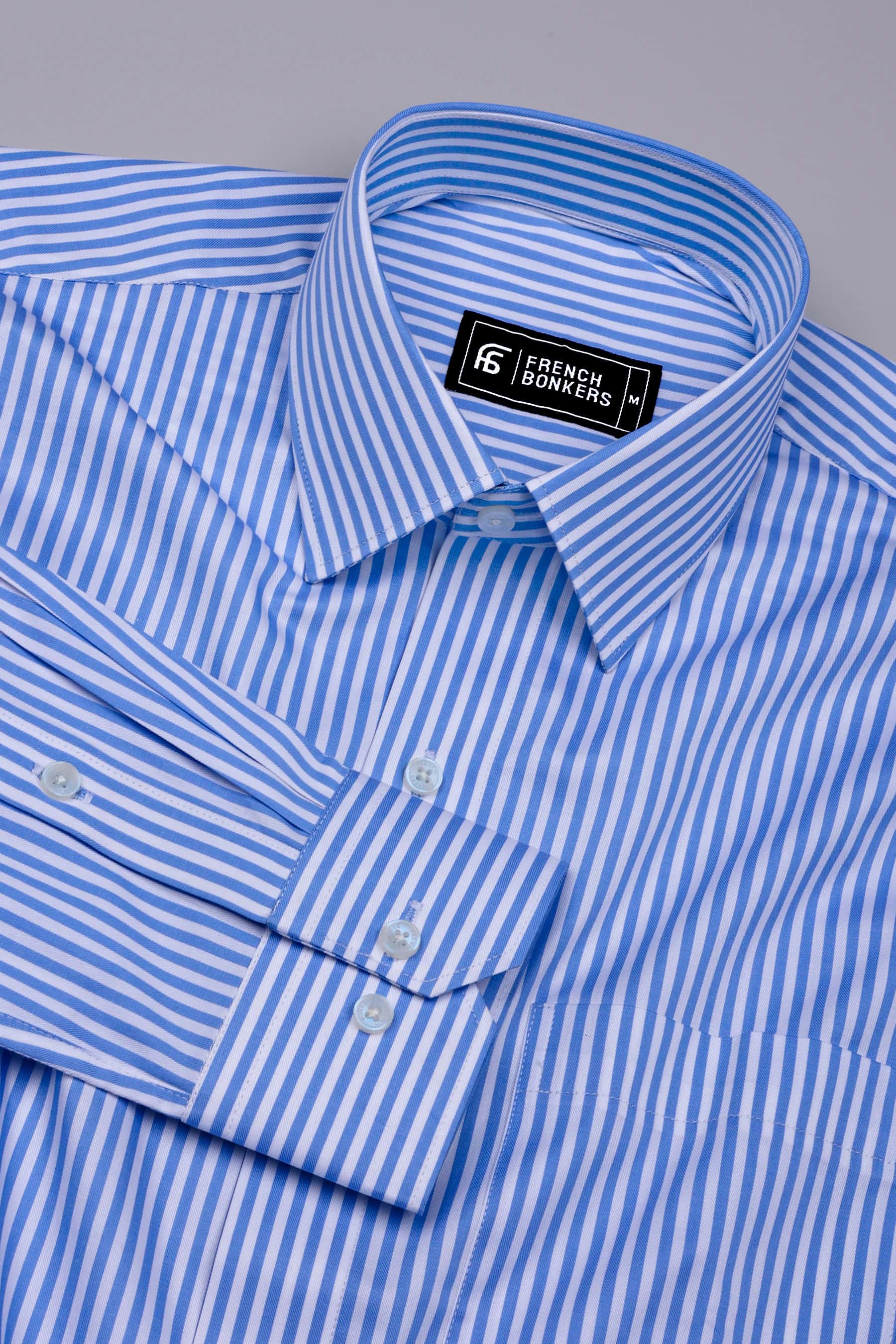 Gem Blue Twill Stripe Premium Giza Shirt