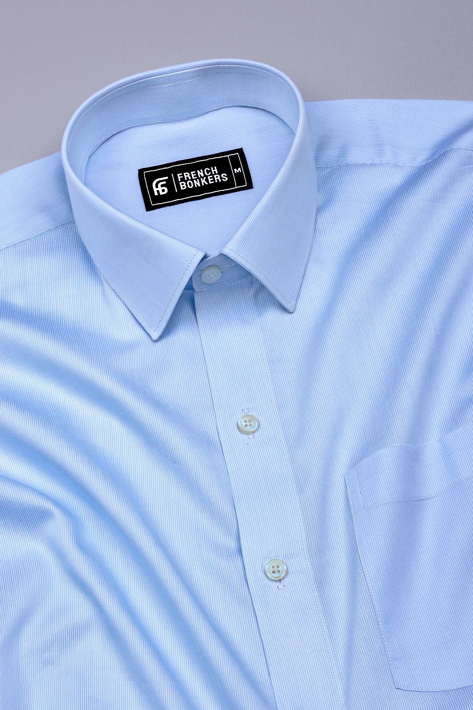 Vionel Sky Blue Pencil Stripe Cotton Formal Shirt